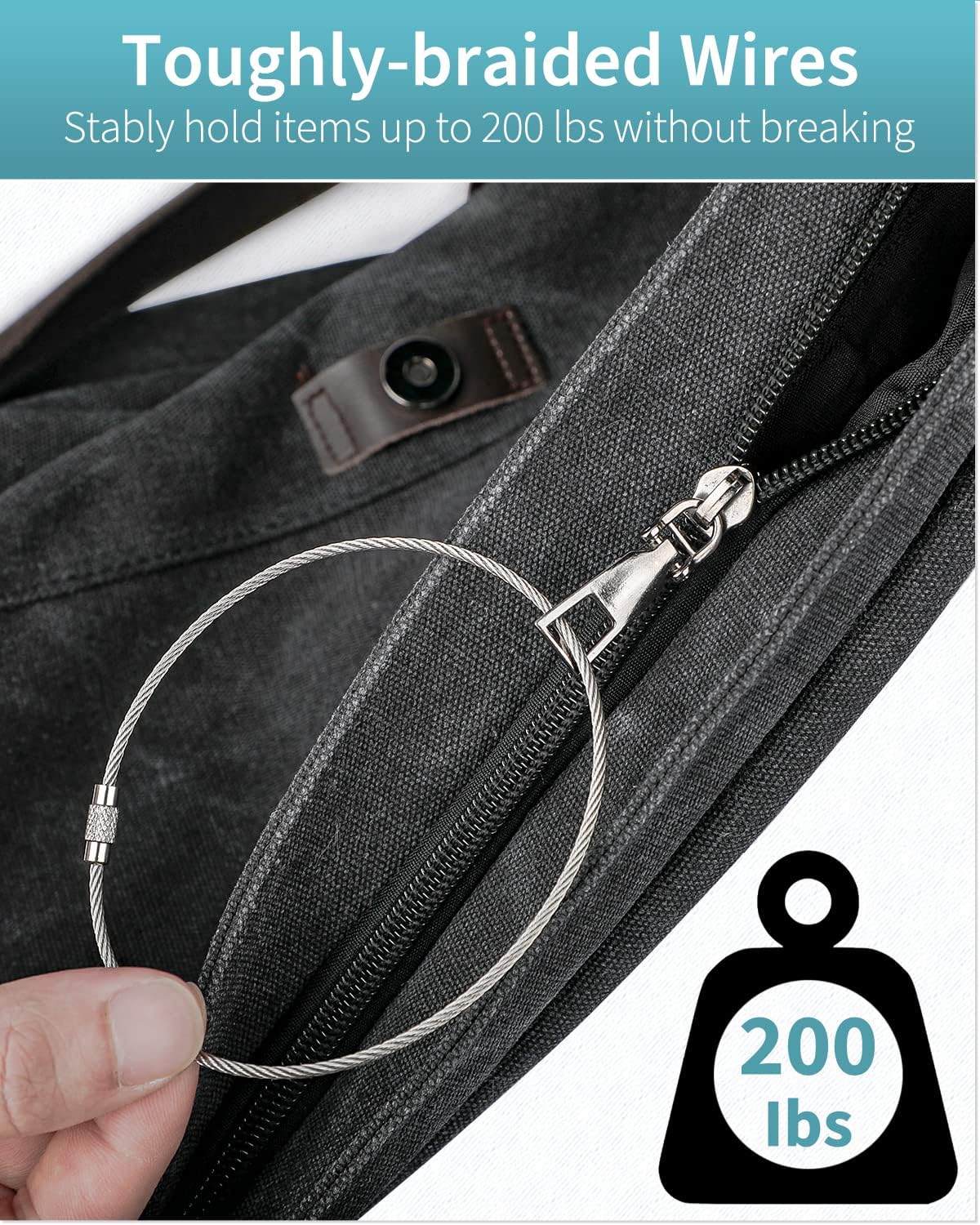 Pawfly 5 Inch/10 Inch Wire Keychain Cable Large Stainless Steel Key Ring Loop Holder, 20/50/100 Pack - Image 3