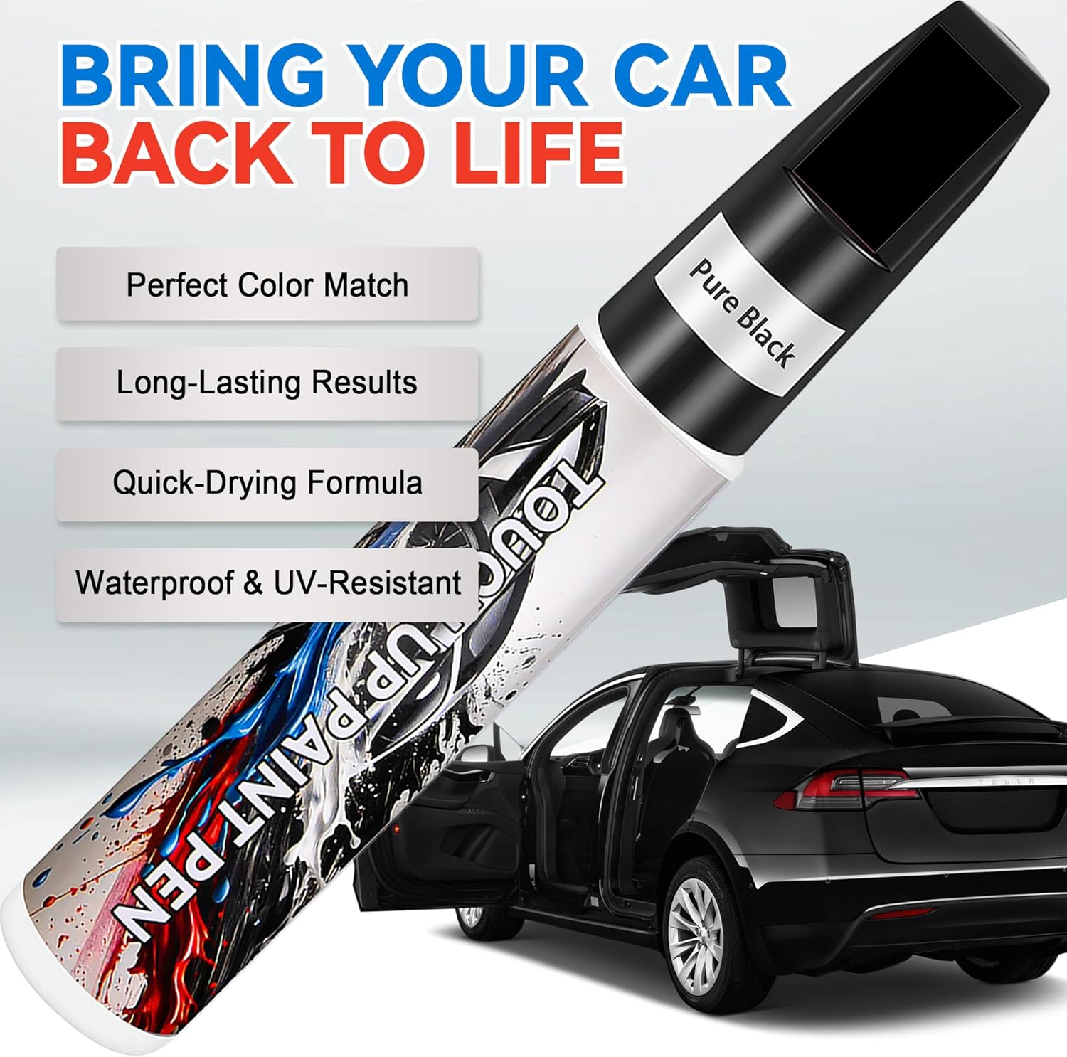 Pearl Black Touch Up Paint for Cars, Car Paint Scratch Repair, Auto Paint Repair Pen, Automotive Scratch Remover, Professional Seamless Coverage, Color Accurate, Long lasting Adhension, Fast Drying - Image 2