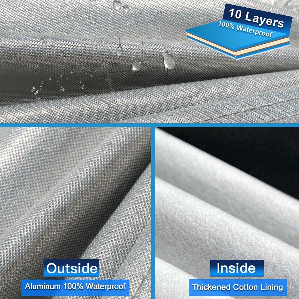10 Layers Car Cover Waterproof All Weather for Compact SUV,100% Waterproof Outdoor Car Covers Rain Snow UV Dust Protection. Custom Fit forAudi Q2, Hyundai Kona, Kia Soul, Mazda CX-3,etc - Image 2