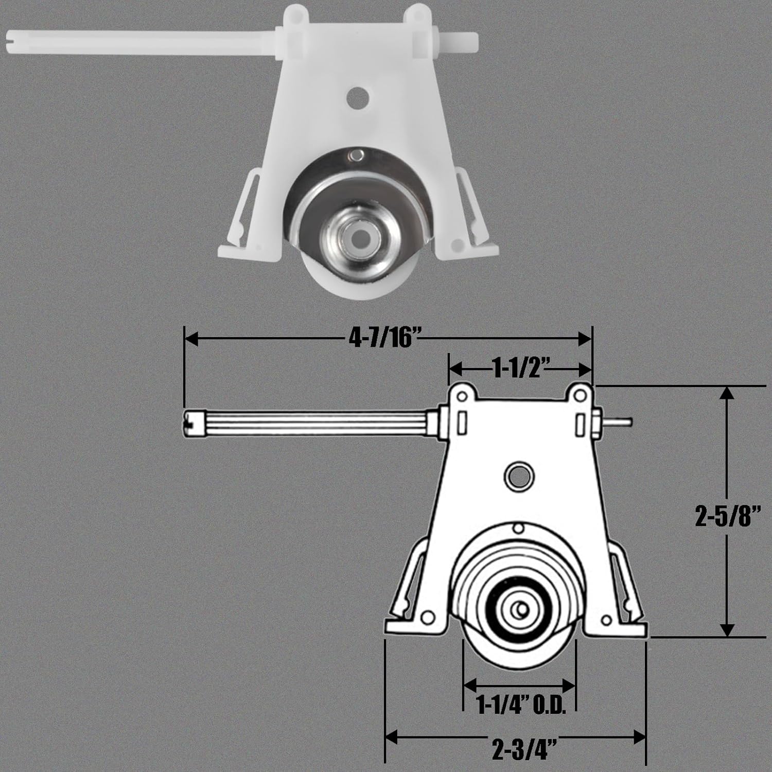 Sliding Screen Door Roller Replacement for Andersen Patio Doors - Lower Wheel Assembly Fits Part #1997310 (1991 to Present), 1-1/4" Nylon Concave Edge Adjustable Gliding Roller, 2 Pack - Image 2