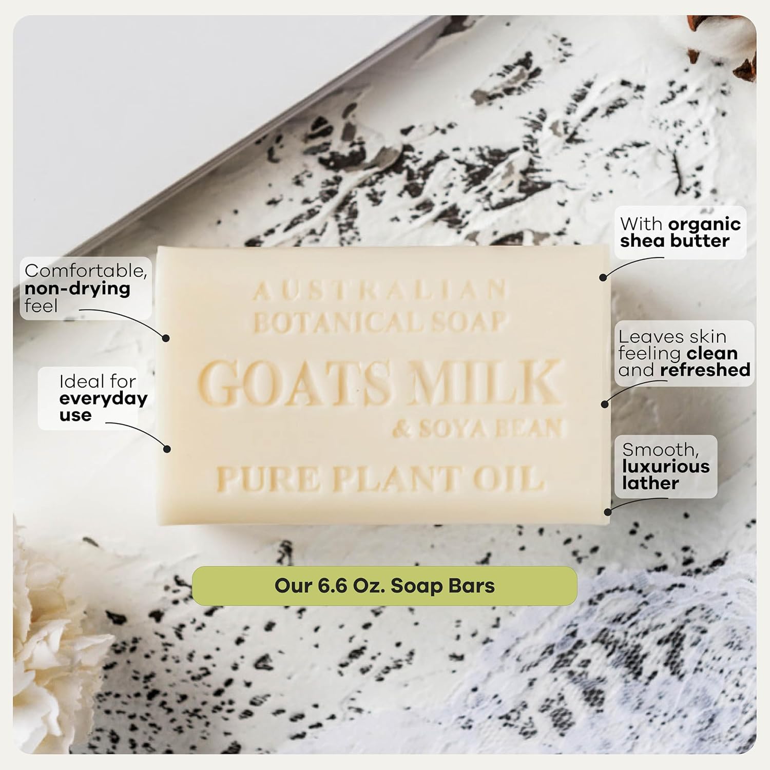 Australian Botanical Soap 16-Bar Set, Goats Milk & Soya Bean 8-Pack + Variety 8-Pack,| 6.6 OZ Triple-Milled Soap Bars with Organic Shea Butter & Sustainable Plant Oils - Image 6