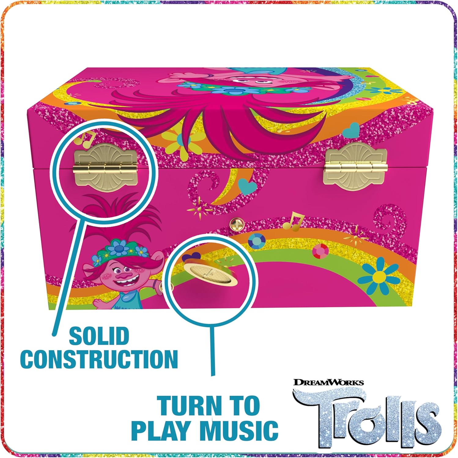 Trolls Jewelry Box for Girls Musical Jewelry Box with Spinning Figurine, Trolls Toys for Kids Ages 3-5 - Image 5