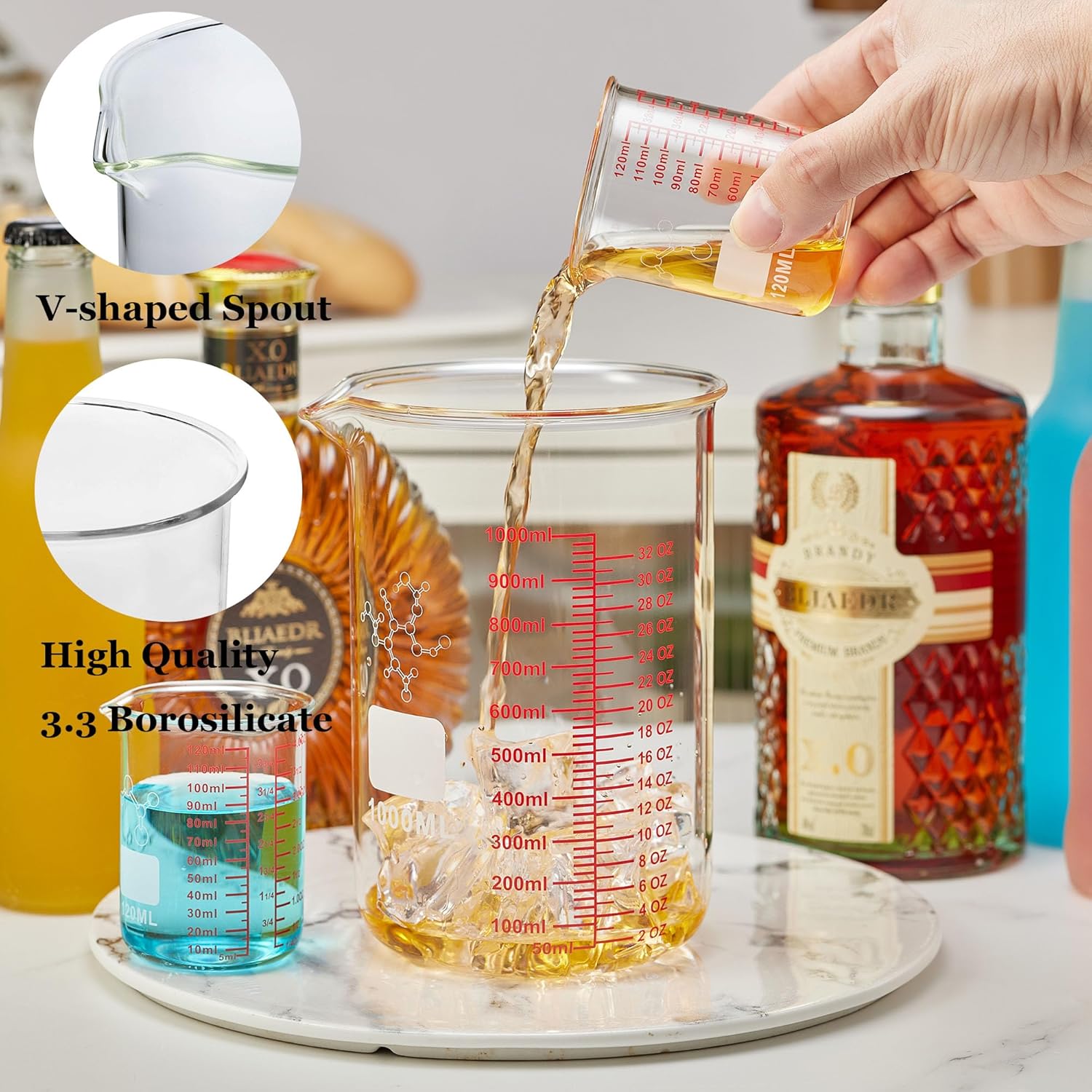 High Borosilicate Glass Measuring Cup-V-Shaped Spout,120ml(4OZ) Glass Measuring Beaker for Kitchen or Restaurant, Easy to Read(Pack of 2) - Image 2