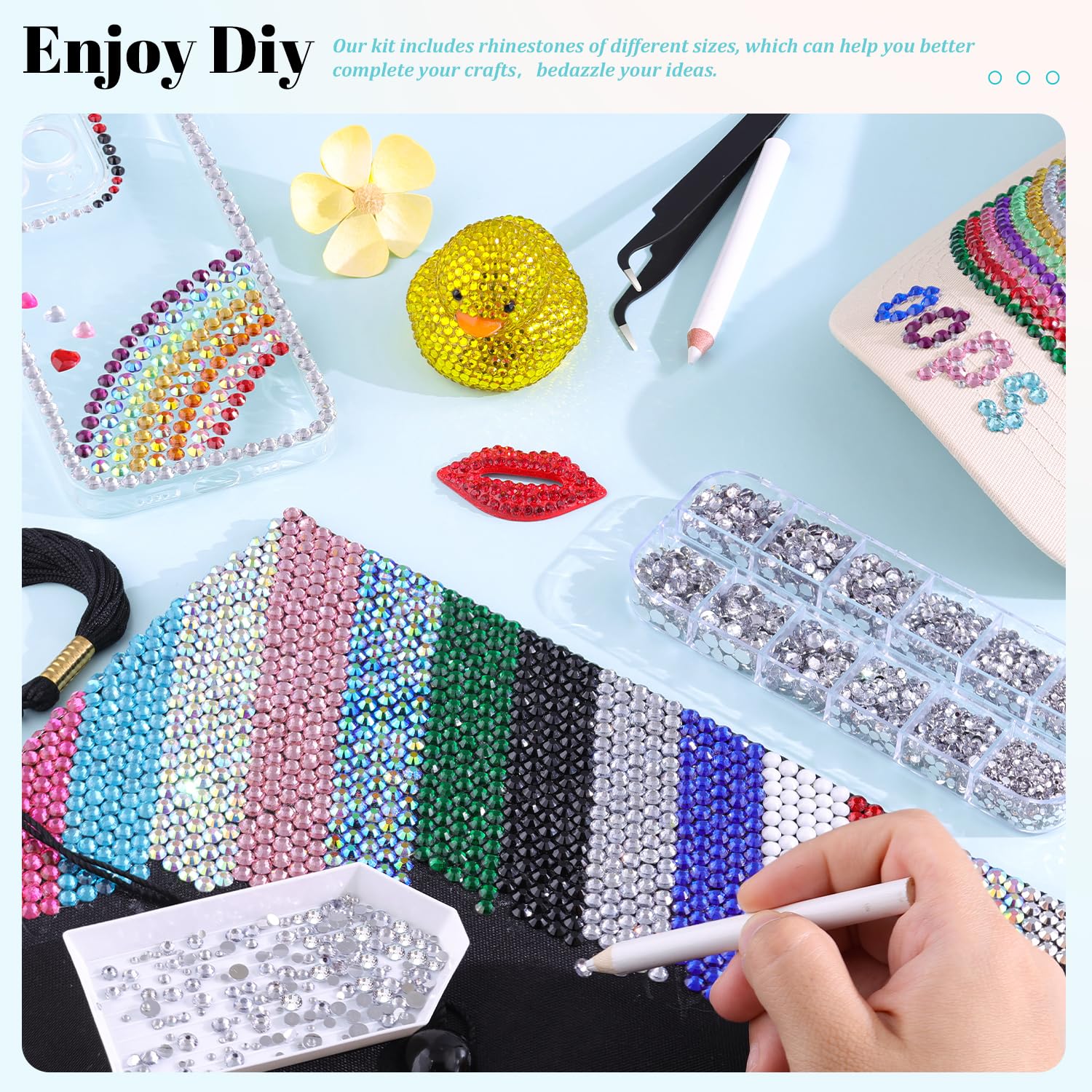 6100Pcs Resin Rhinestones for Crafting with 2Pcs 10ml B7000 Jewelry Glue, 1 Box Flatback Crystals Diamond (Clear) for Bedazzling Crafts DIY Nail Art Non Hotfix Gems for Clothing Shoes Tumblers - Image 7