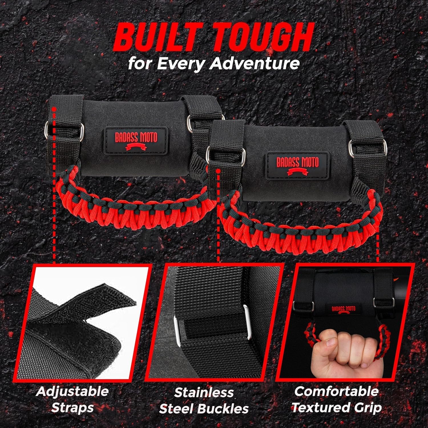 Badass Moto Roll Bar Grab Handles - SXS, ATV, & UTV Grab Handles Grips - Image 3