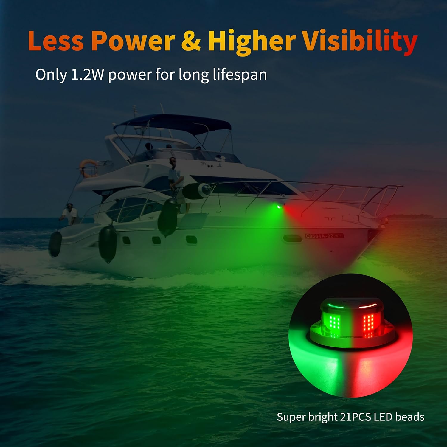 RVZONE LED Boat Navigation Light Red and Green Marine Navigation Light Led IP67 Waterproof Led Boat Lighting for Bow, Ideal for Pontoon, Skiff, Small-Boats, and Yacht (White) - Image 6
