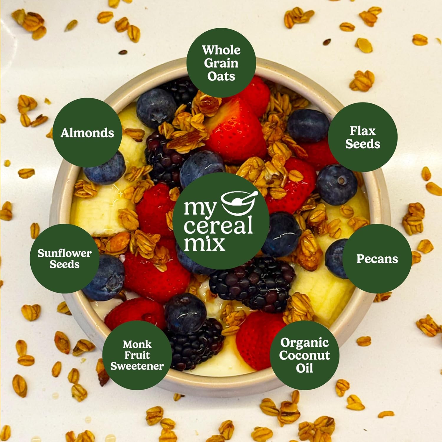 MyCerealMix Cinnamon Pecan Sugar-Free Granola, 10 oz - Keto & Diabetic-Friendly, Plant-Based, No Added Sugar, Gluten-Free, High Fiber, Allulose & Monk Fruit Sweetened, Non-GMO Oats - Image 7