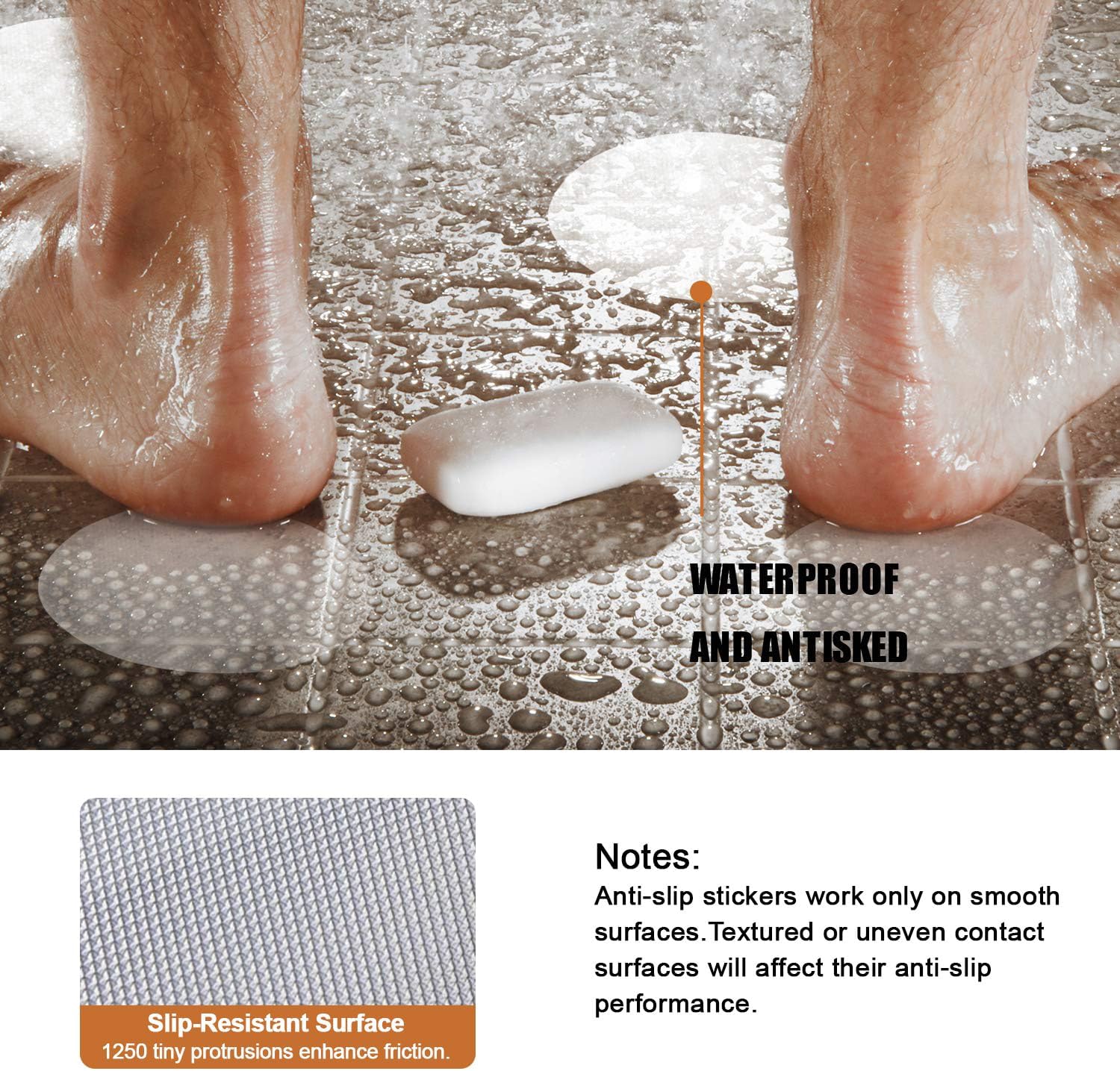 Secopad Original Bathtub Non-Slip Stickers for Tub & Shower Floor, Strong Anti-Slip Shower Stickers with Scraper Ideal for Families with Kids, Adults & Seniors, 12 PCS (Clear) - Image 5
