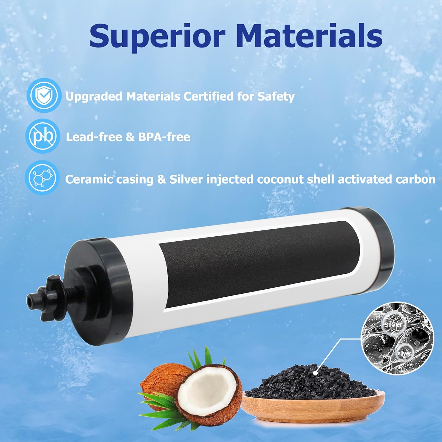 【Upgraded】Renami Ceramic Filter Silver Infused Replacement for BB9-2® Black Activated Carbon Filters, Compatible with Berkey® Travel, Large, Royal, Crown Series, Repeatable Cleaning Filters, Pack of 4 - Image 4