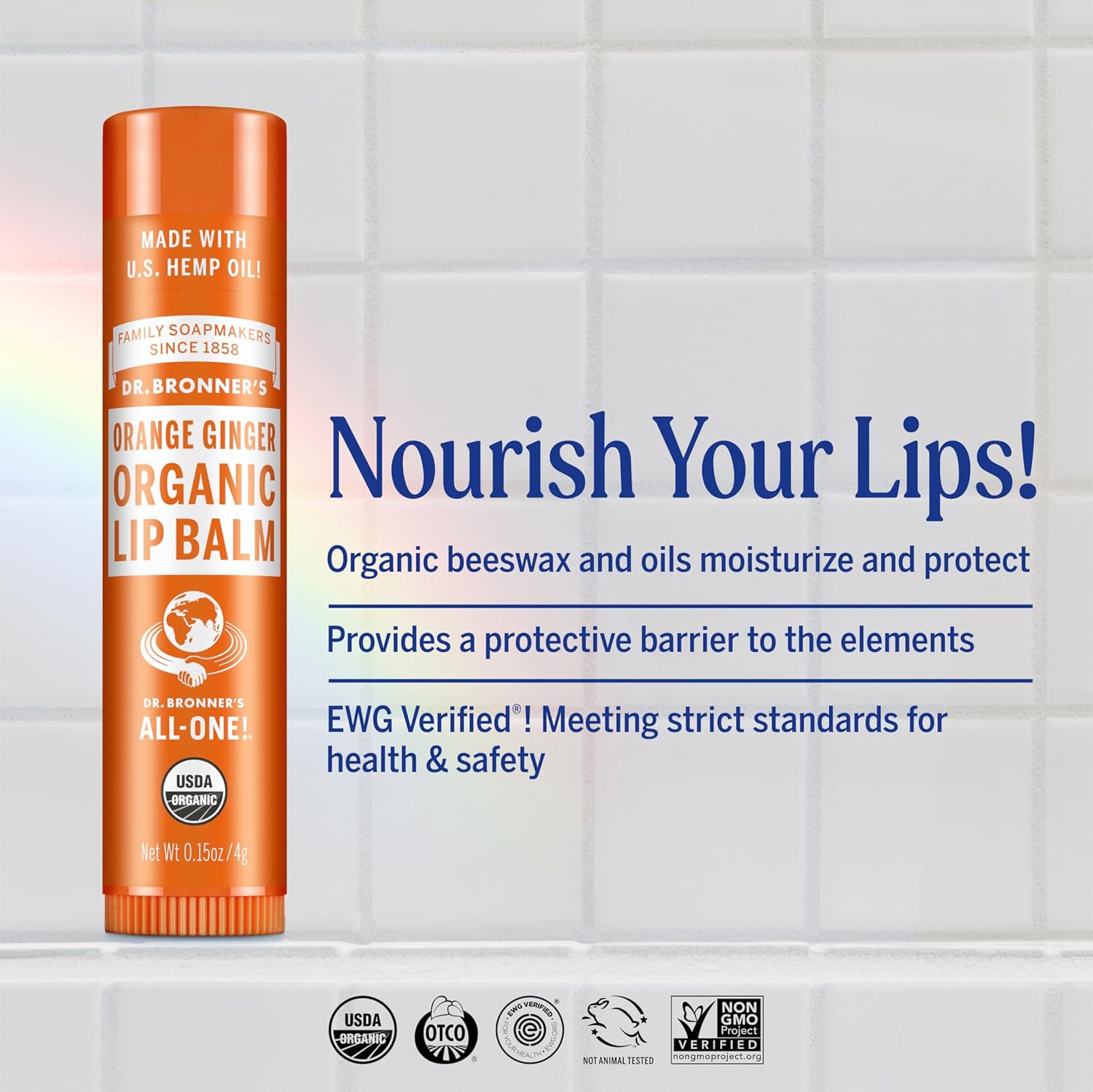 Dr. Bronner’s Organic Lip Balm 6-Pack (.15oz) Natural, Moisturizing, Petroleum-Free Lip Balm with Beeswax & Avocado Oil for Dry Lips, Men & Women - Orange Ginger - Image 2