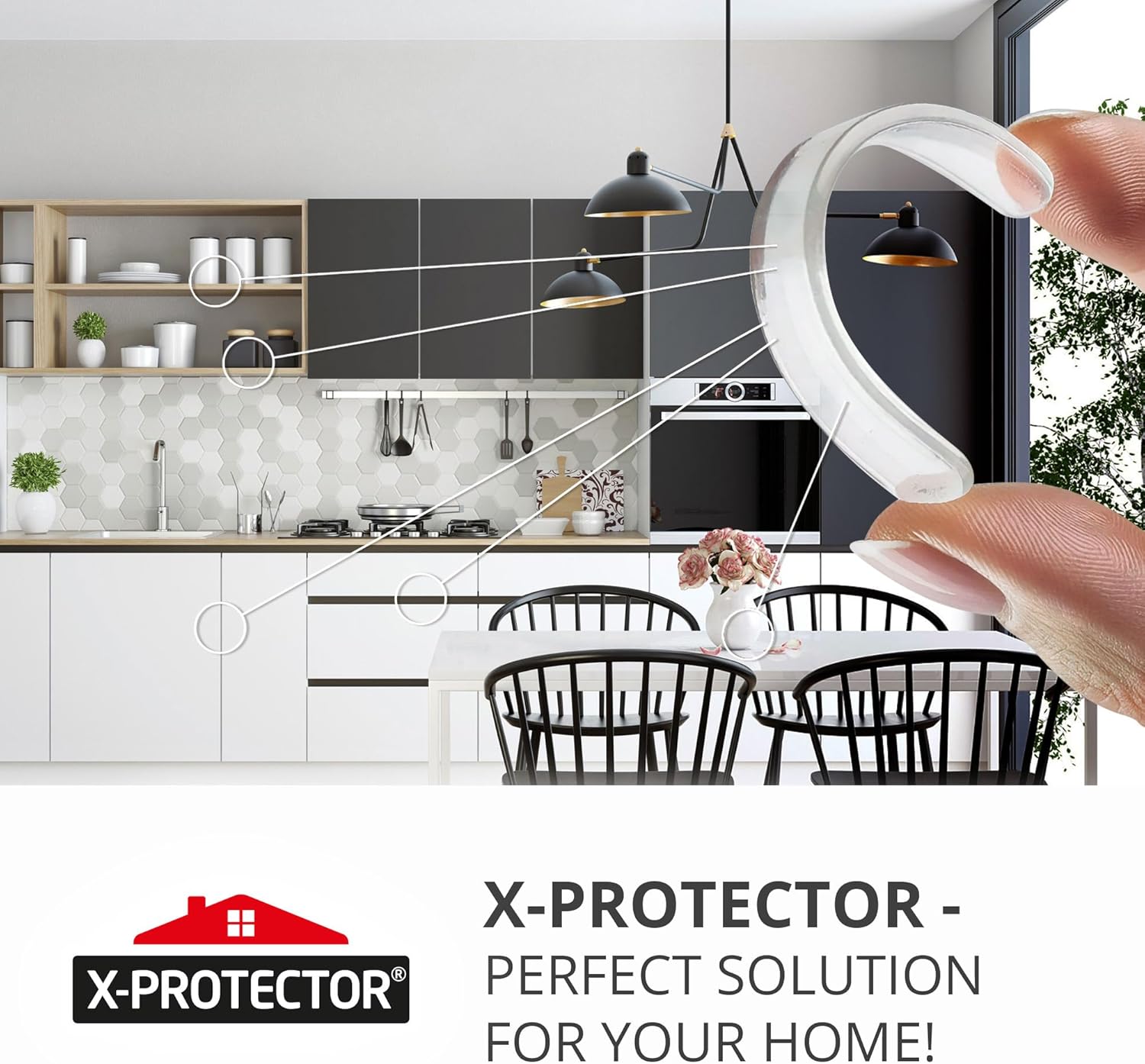 X-Protector Cabinet Door Bumper Strips - 40 PCS - Clear Door Silencer - Premium Cabinet Door Bumpers - Soft Door Slam Stopper - Multi-Purpose Bumpers for Cabinet Doors, Chair Backs, and More! - Image 6
