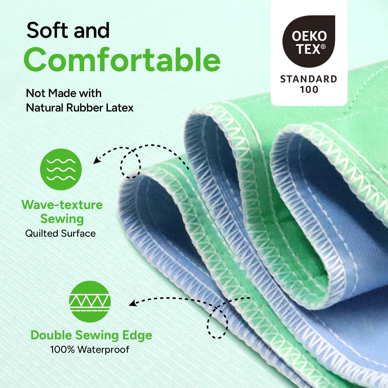 WhyWorry Washable Bed Pads for Adult Incontinence, 34" x 36" (Pack of 2) Washable Pee Pads for Bed Wetting, Heavy Absorbency Reusable Underpads for Elderly & Kids, Waterproof Mattress Protector, Green - Image 5