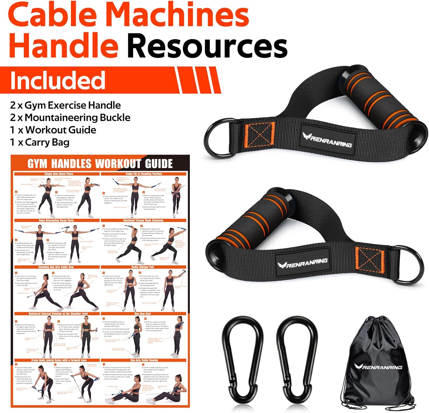 RENRANRING Gym Exercise Handles, Replacement Handle Attachments for Cable Machine Pulleys, Resistance Band and Strength Trainer, Pull Down Workout Accessories, Home Gym Add On Equipment - Image 8