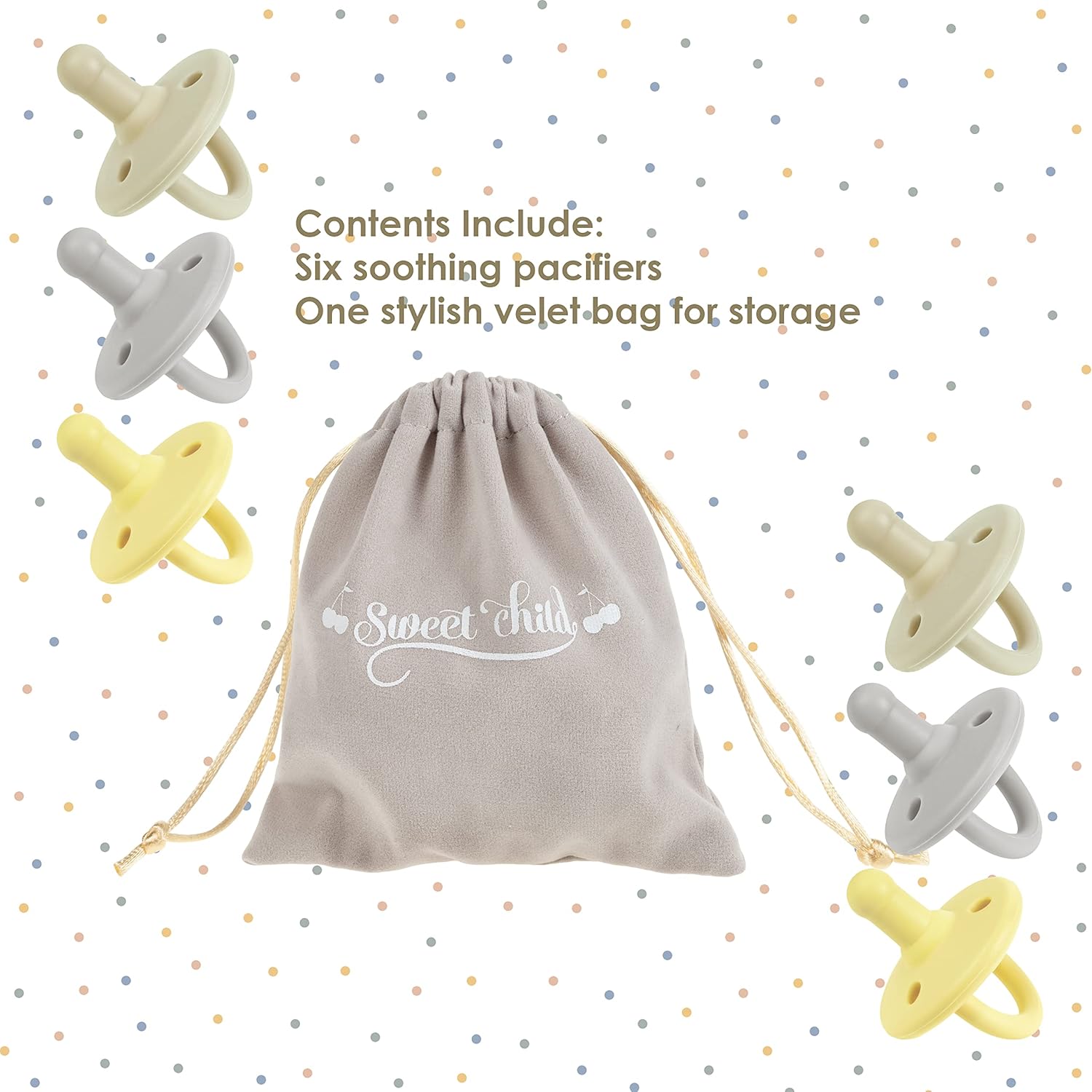 Sweet Child Pacifiers 0-18 Months, Set of 6 Ultra-Light Silicone Binkies with Collapsible Handle & 3 Air Holes for Added Safety, Best Newborn Pacifiers for Baby Boys Or Girls - Image 2