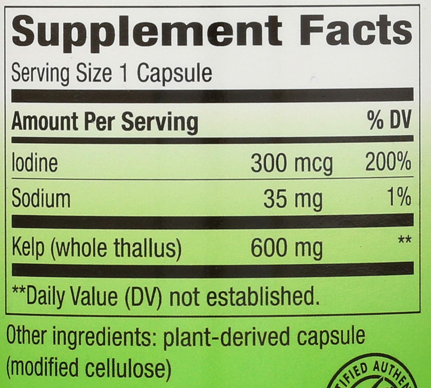 Nature's Way Kelp - Kelp Supplement for Thyroid Function Support* - Botanical Ingredient - Plant-Derived Capsule - Plant-sourced Iodine - Vegan, Gluten-Free & Dairy-Free - 180 Count (180 Servings) - Image 4
