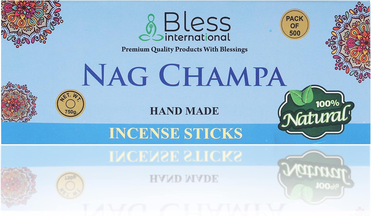 Bless-Nag-Champa 100%-Natural-Handmade-Hand-Dipped-Incense-Sticks Organic-Chemicals-Charcoal-Free Purification-Relaxation-Positivity-Yoga-Meditation Best-Woods-Scent (500 Sticks (26 OZ)) - Image 2
