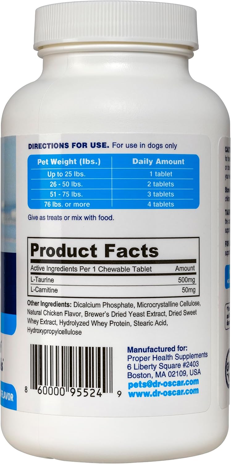 Taurine Supplement for Dogs Meets RDA of 500 mg per 25lbs Weight Unlike Most Alternatives, 120ct, Helps Maintain Dog Heart Health, Normal Function of The Cardiac Muscle & Normal Blood Flow - Image 2