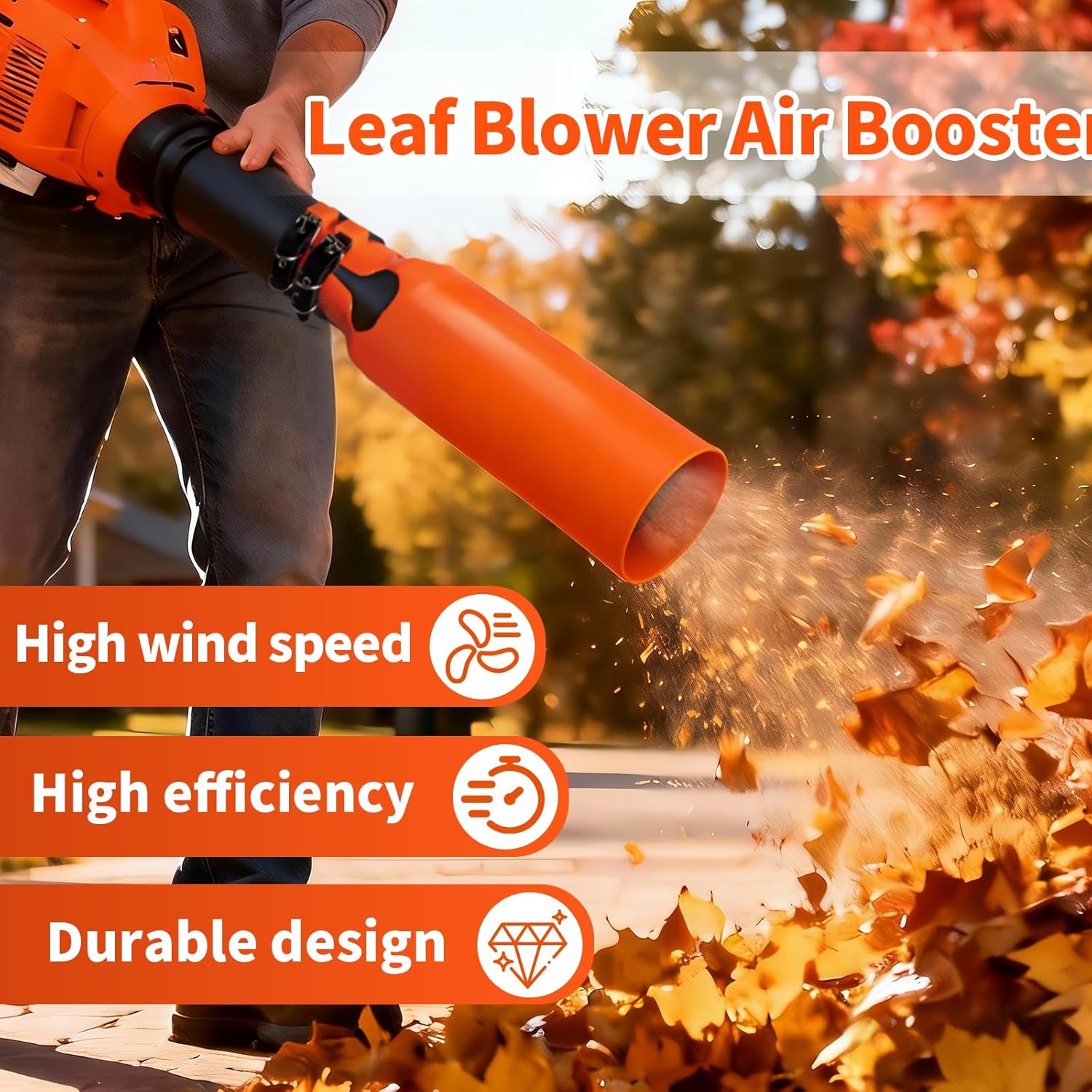 Leaf Blower Air Booster, Universal Leaf Blower Nozzle Attachment, Flow Booster Instantly Boosts Airflow, Fits 2-4 Inch Nozzles Extension Boosts Lawn Care, Patio, Blowing Leaves Cleanup (Black) - Image 6