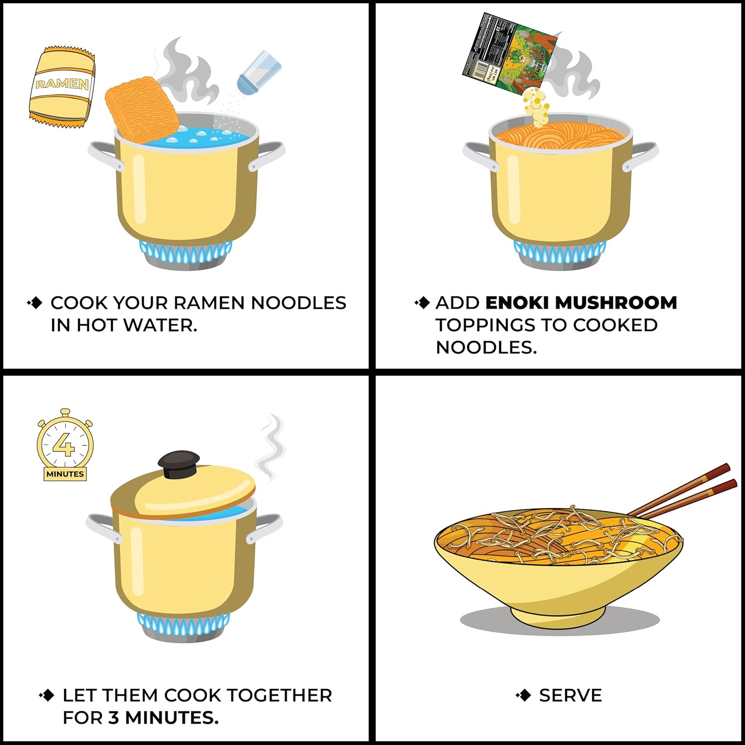 CHIRAMEN Dried Enoki Mushroom Ramen Toppings – Premium Freeze Dried Enoki Mushrooms for Ramen, Cup Noodles, Soups, Hot Pot & Asian Noodle Dishes - Image 3