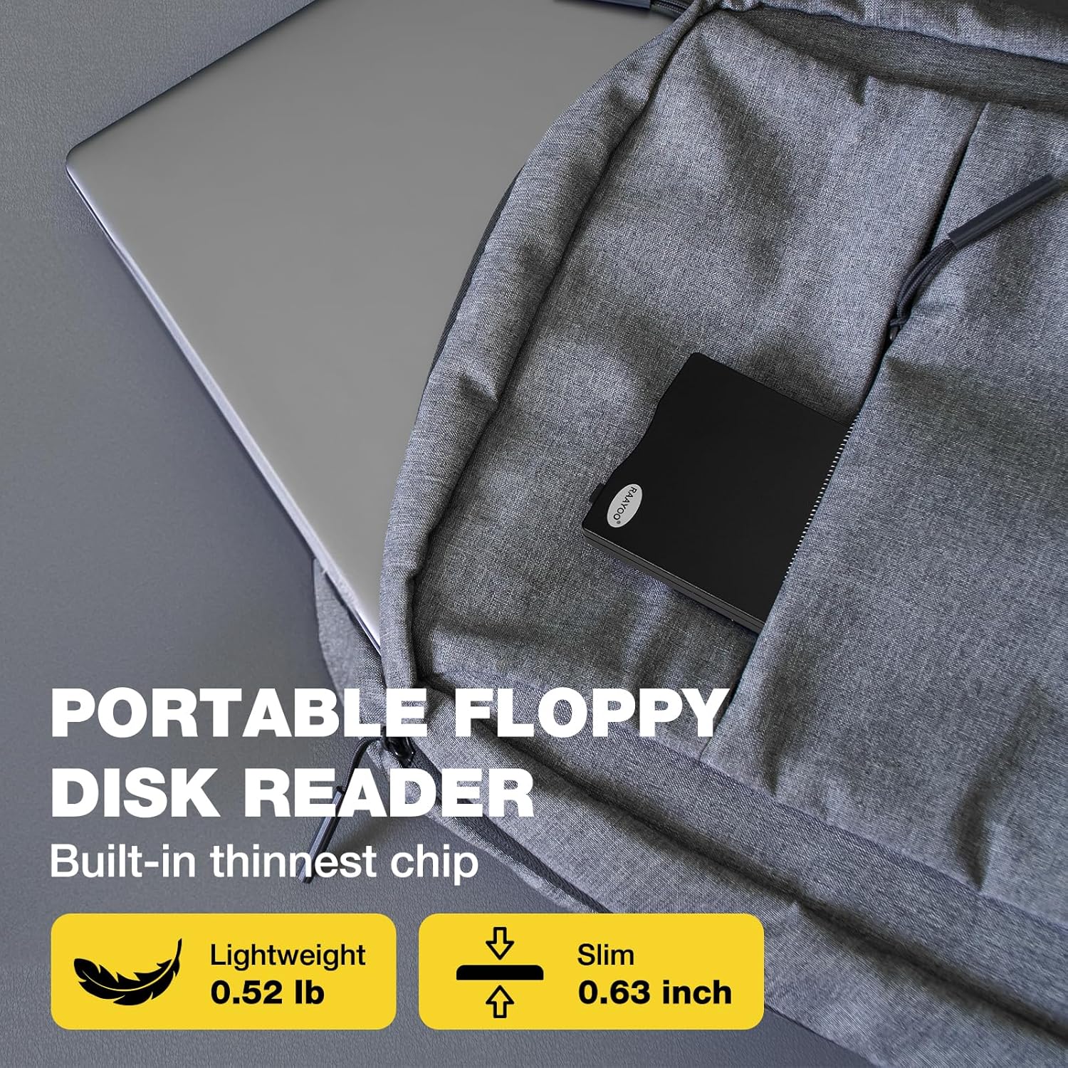 Floppy Disk Reader, External USB 2.0 & Type C Floppy Disc Reader, Portable 3.5 inch 1.44 MB Floppy Disk Drive for PC Laptop and Desktop with Windows 11/10/8/7/XP, Not Compatible with Mac and Chrome - Image 5