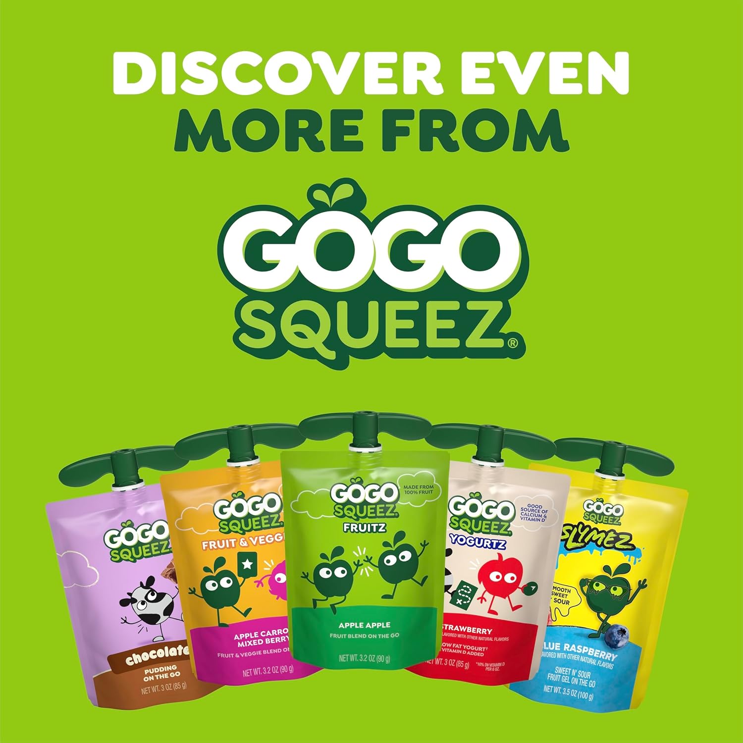 GoGo squeeZ No Sugar Added Applesauce and Fruit Puree, Apple, 3.2 oz Pouches (Pack of 20), Fruit Snacks for Kids, Gluten Free, Nut Free, Recloseable Cap, BPA Free - Image 10