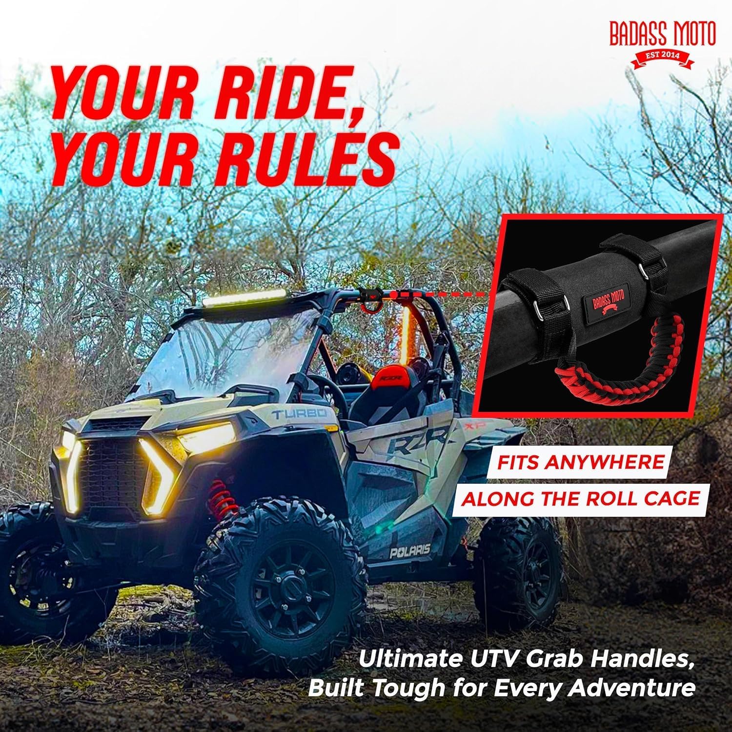 Badass Moto Roll Bar Grab Handles - SXS, ATV, & UTV Grab Handles Grips - Image 6