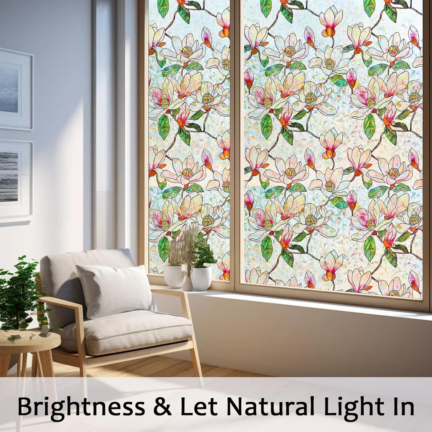 Window Privacy Film Stained Glass Window Film Decorative, Static Cling Rainbow Window Cling, Heat Control Non-Adhesive for Bathroom Home Door 17.5" x 78.7" - Image 8