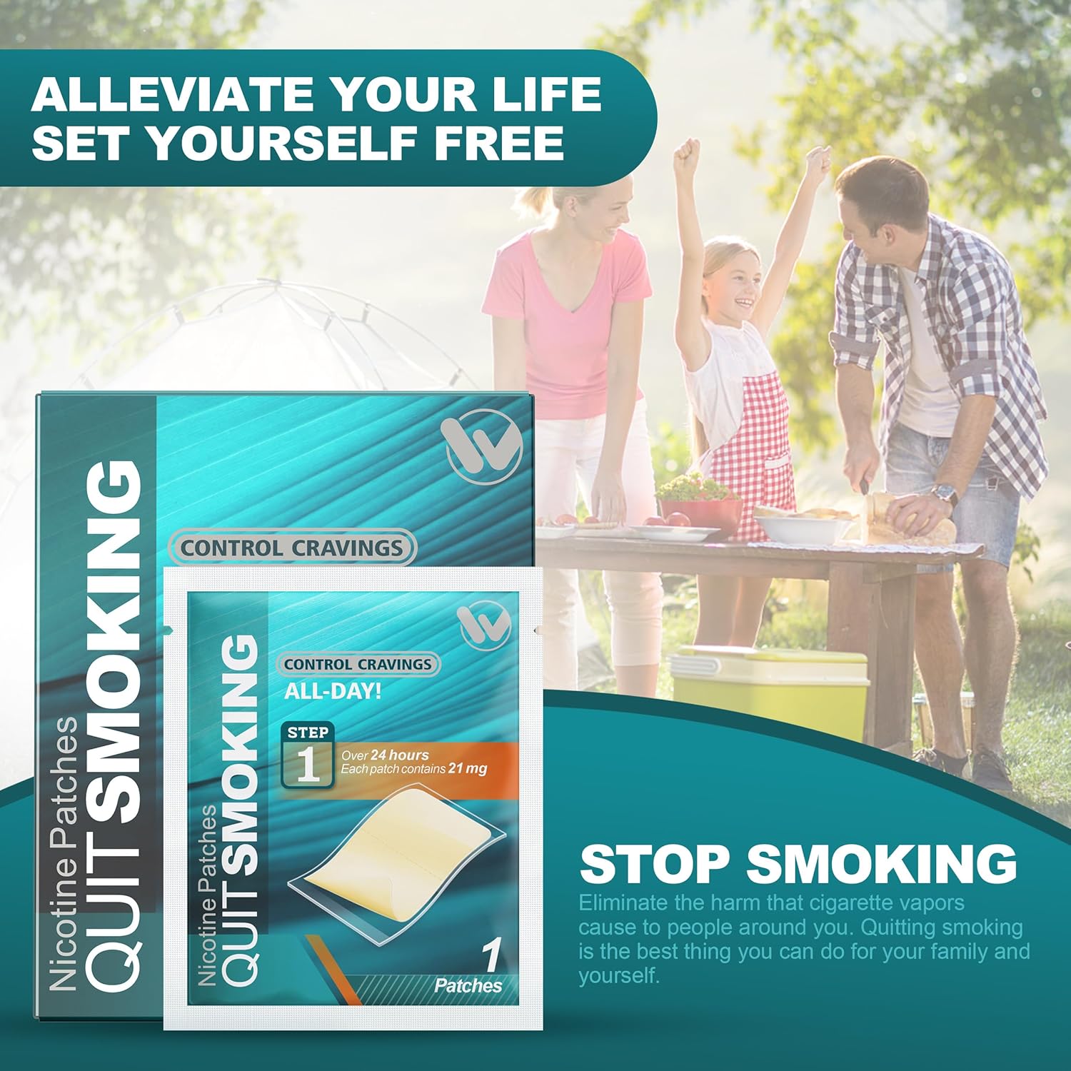 Nicotine Patches Step 1 Effective Helps Quit Smoking, 21 mg, 30 Patches Smoking Aid to Help Quit Smoking, Each Patch Provides a 24-Hour Nicotine Transdermal System - Image 8
