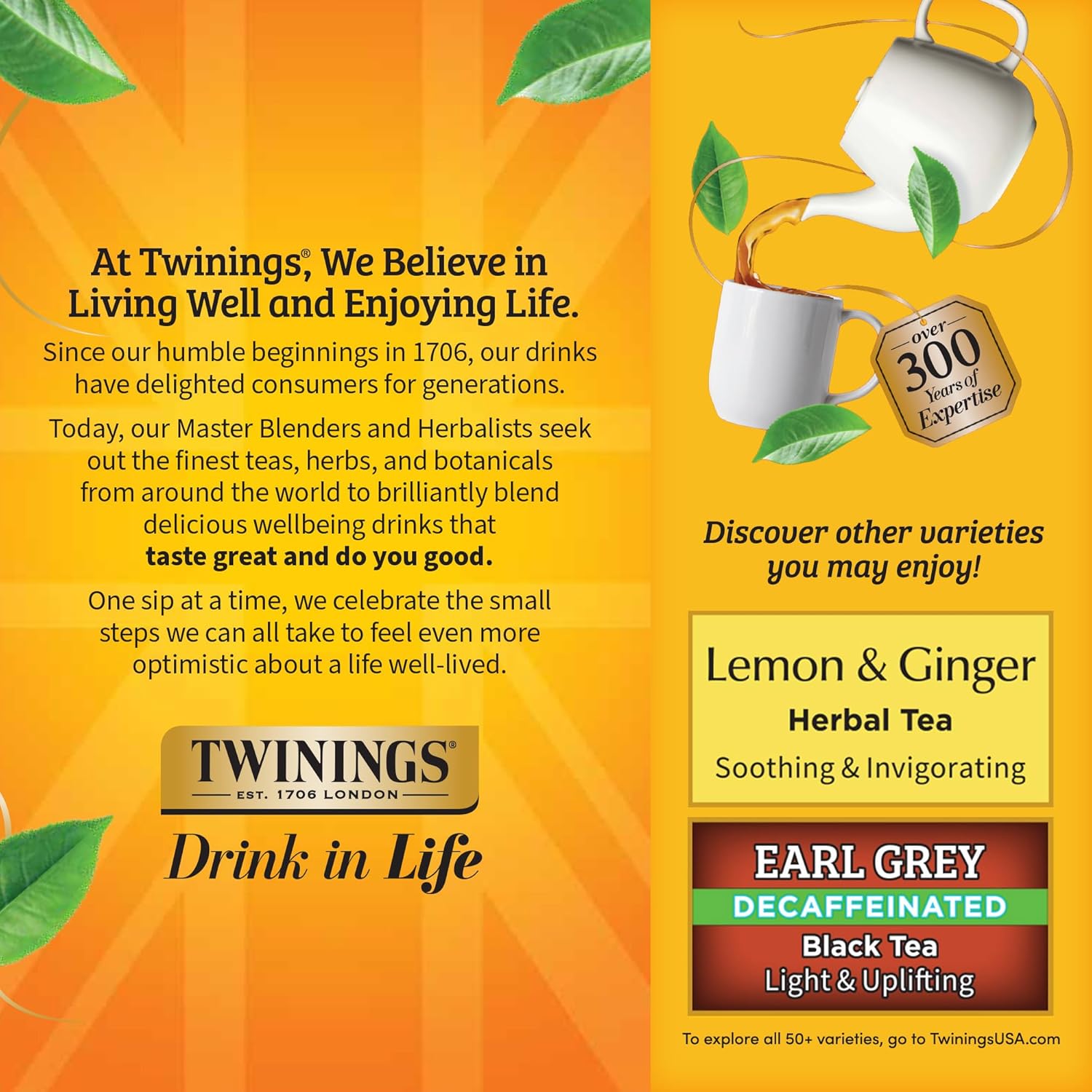 Twinings Decaffeinated Lady Grey Black Tea Individually Wrapped Bags, 100 Count (Pack of 1), Orange Peel & Lemon Peel, Fresh and Uplifting, Caffeinated, Enjoy Hot or Iced, 100 Teabags - Image 5
