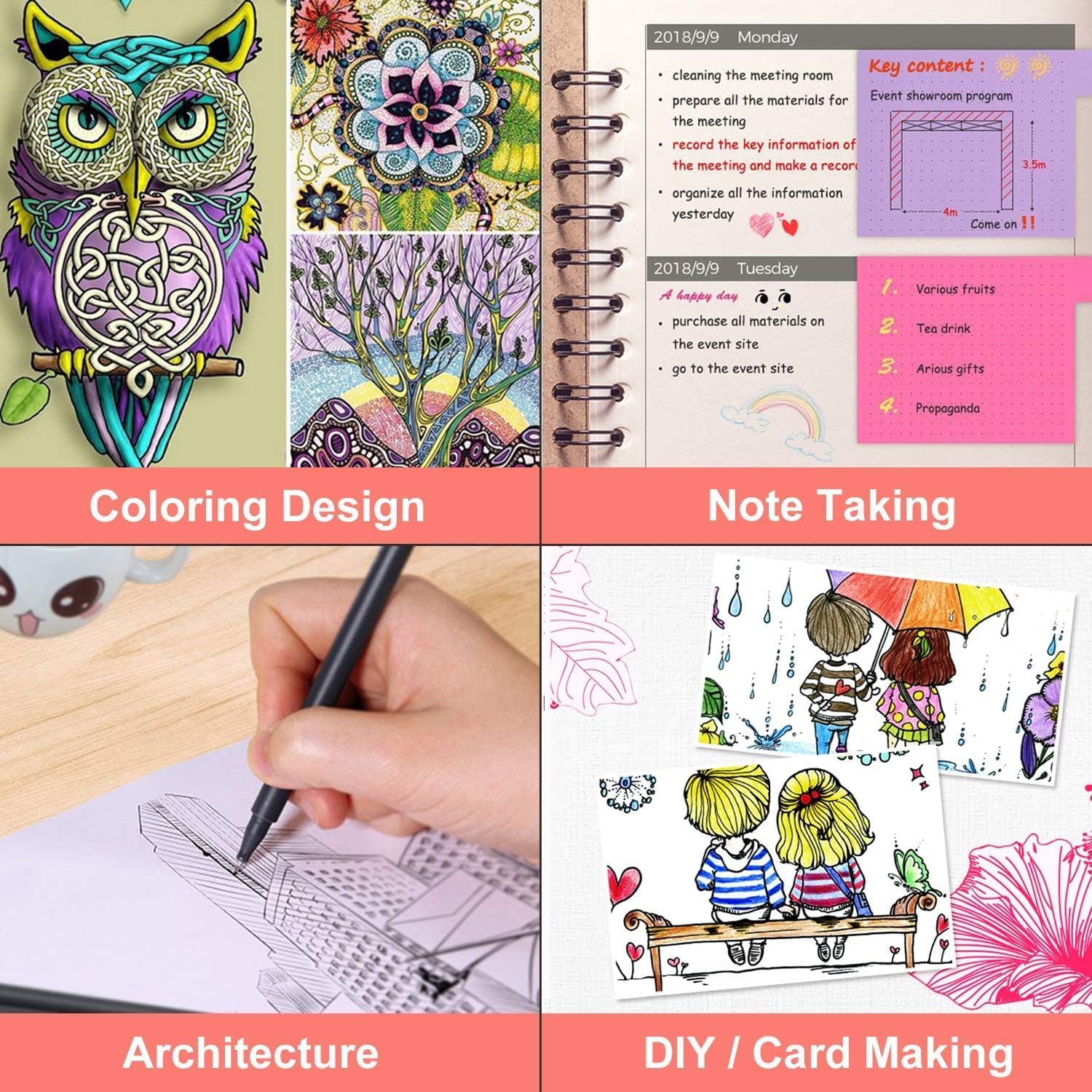 iBayam 18 Colors Journal Planner Pens, Office School Supplies, Fine Point Fineliner Drawing Art Markers for Bullet Journaling Scrapbook Notebook Writing Note Taking Calendar Stationary Adult Coloring - Image 6