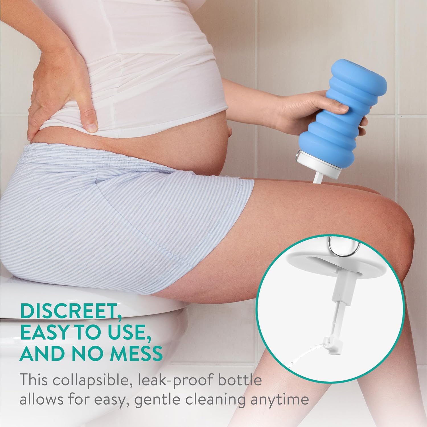 Cynpel Foldable Peri Bottle - Compact Leak-Proof Portable Travel Bidet Sprayer - Ideal for Postpartum Care Perineal Spray Wash & Personal Hygiene - Jet Spray Portable Bidet - Blue - Image 2