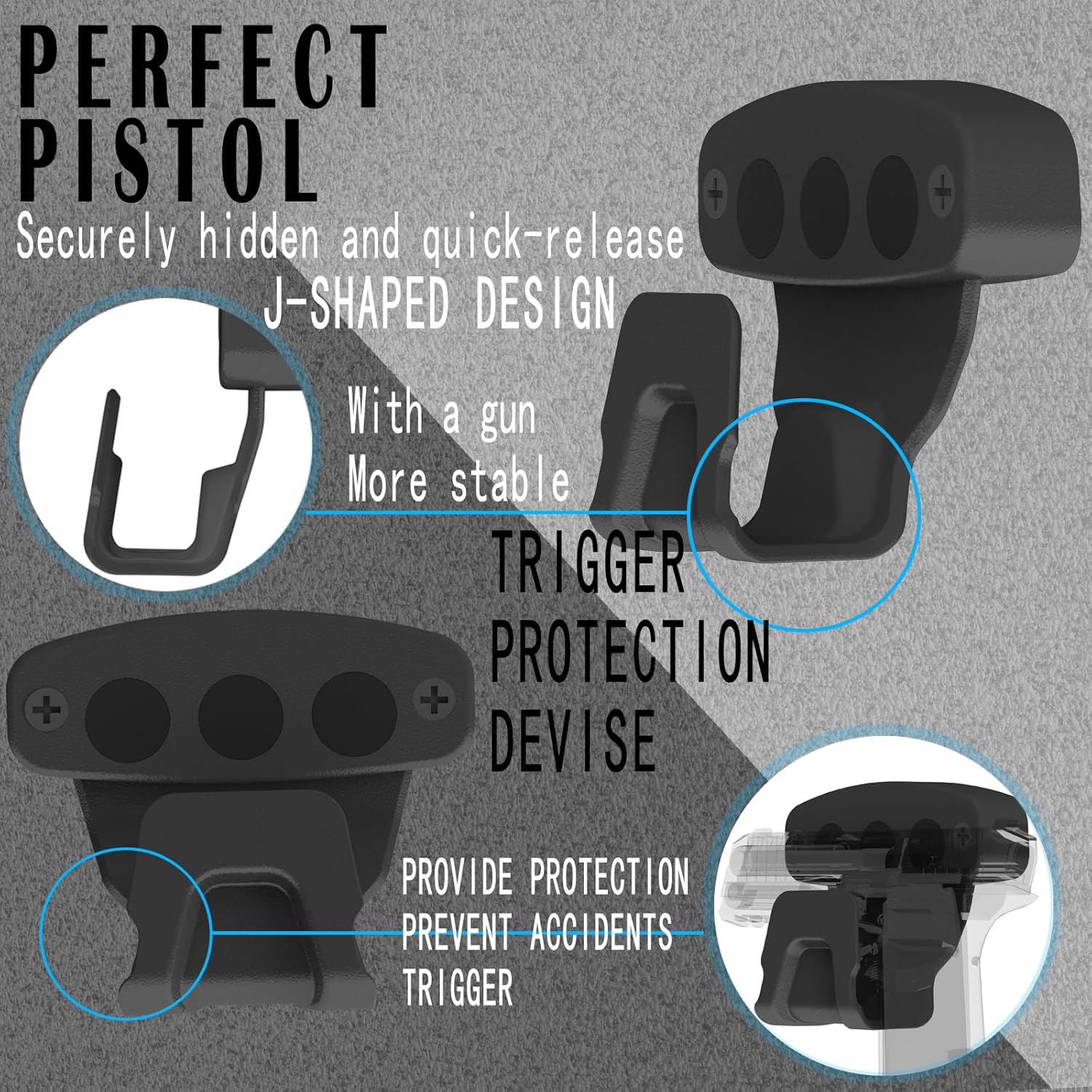 HEKAGURA Gun Magnet Mount, 45 lb Rating,Magnetic Gun Holster| Rubber Coated Gun Holder for Handgun, Shotgun, Rifles, Revolvers| Beside Holster, Using in Cars, Trucks, Wall, Desk - Image 4