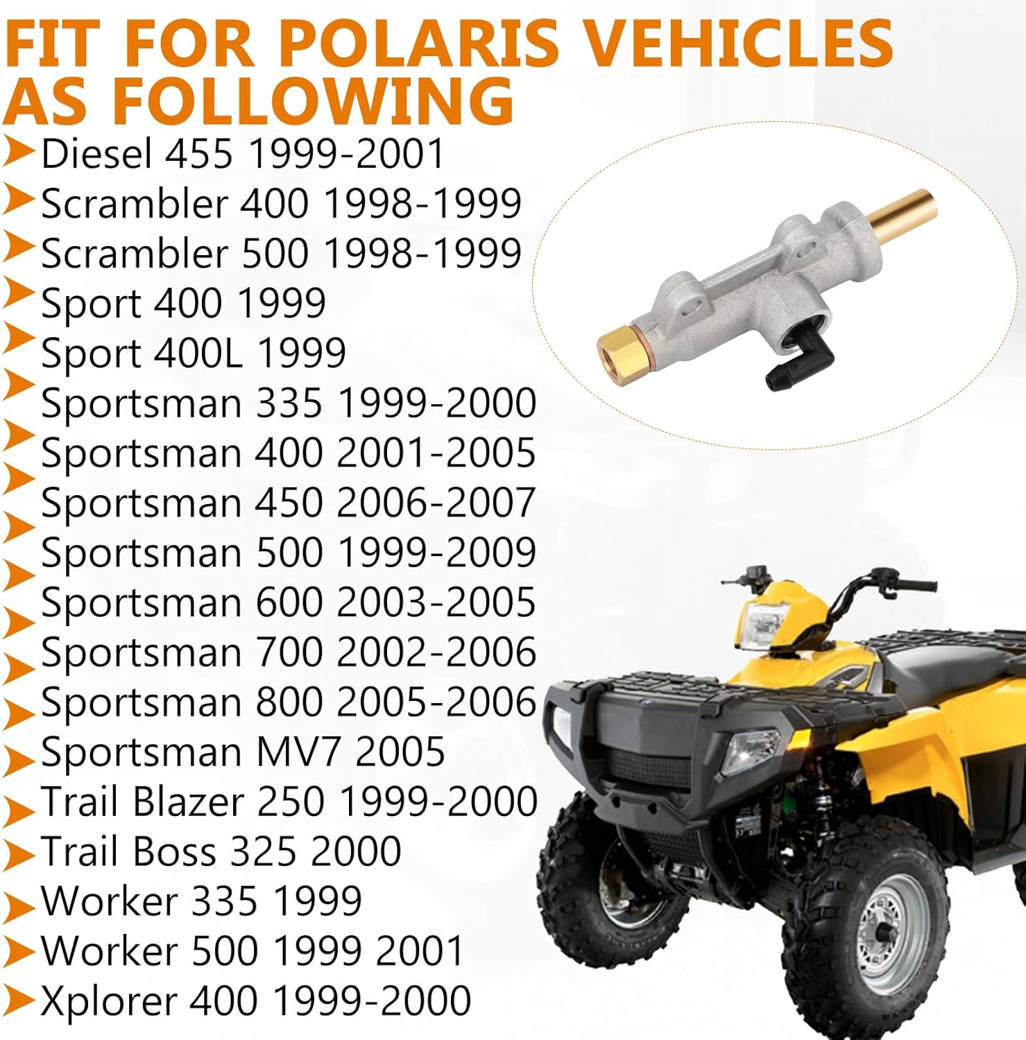 M MATI Rear Brake Master Cylinder for Polaris Sportsman 335 400 450 500 600 700 800 Scrambler 400 500 Diesel 455 Sport 400 Trail Blazer 250 Trail Boss 325 Worker 335 500 Xplorer 400 1910301 1910790 - Image 2