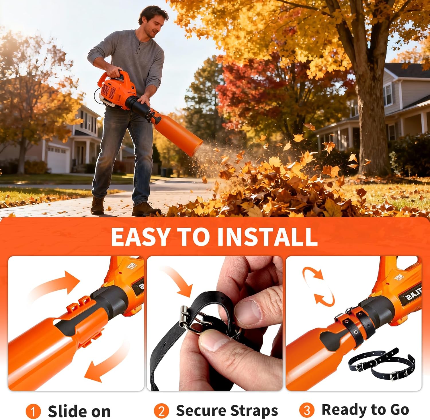 Leaf Blower Air Booster, Universal Leaf Blower Nozzle Attachment, Flow Booster Instantly Boosts Airflow, Fits 2-4 Inch Nozzles Extension Boosts Lawn Care, Patio, Blowing Leaves Cleanup (Black) - Image 5