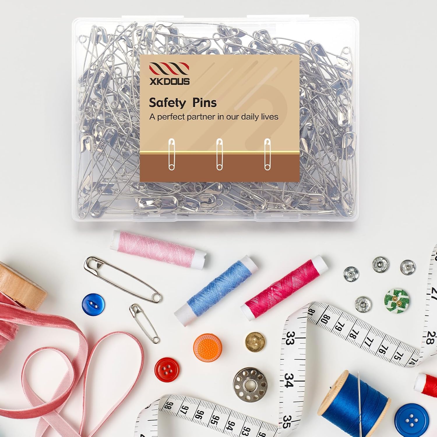 XKDOUS 2.2 Inch Large Safety Pins 200 Pcs Silver Pins Bulk Heavy Duty for Clothes, Sewing, Craft - Image 7