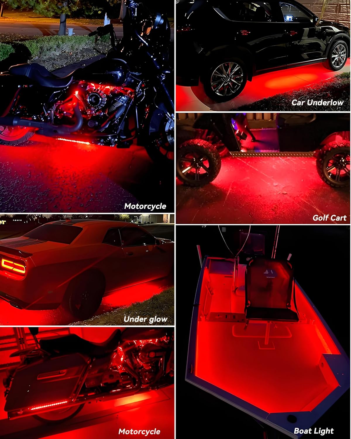 Keiurot 12V Led Light Strip 32CM Waterproof LEDs Light Strips for Cars Motorcycles Golf Cart Interior & Exterior Marine Boat Red Led Strip Lights 5050 18SMD,Pack of 4 - Image 4