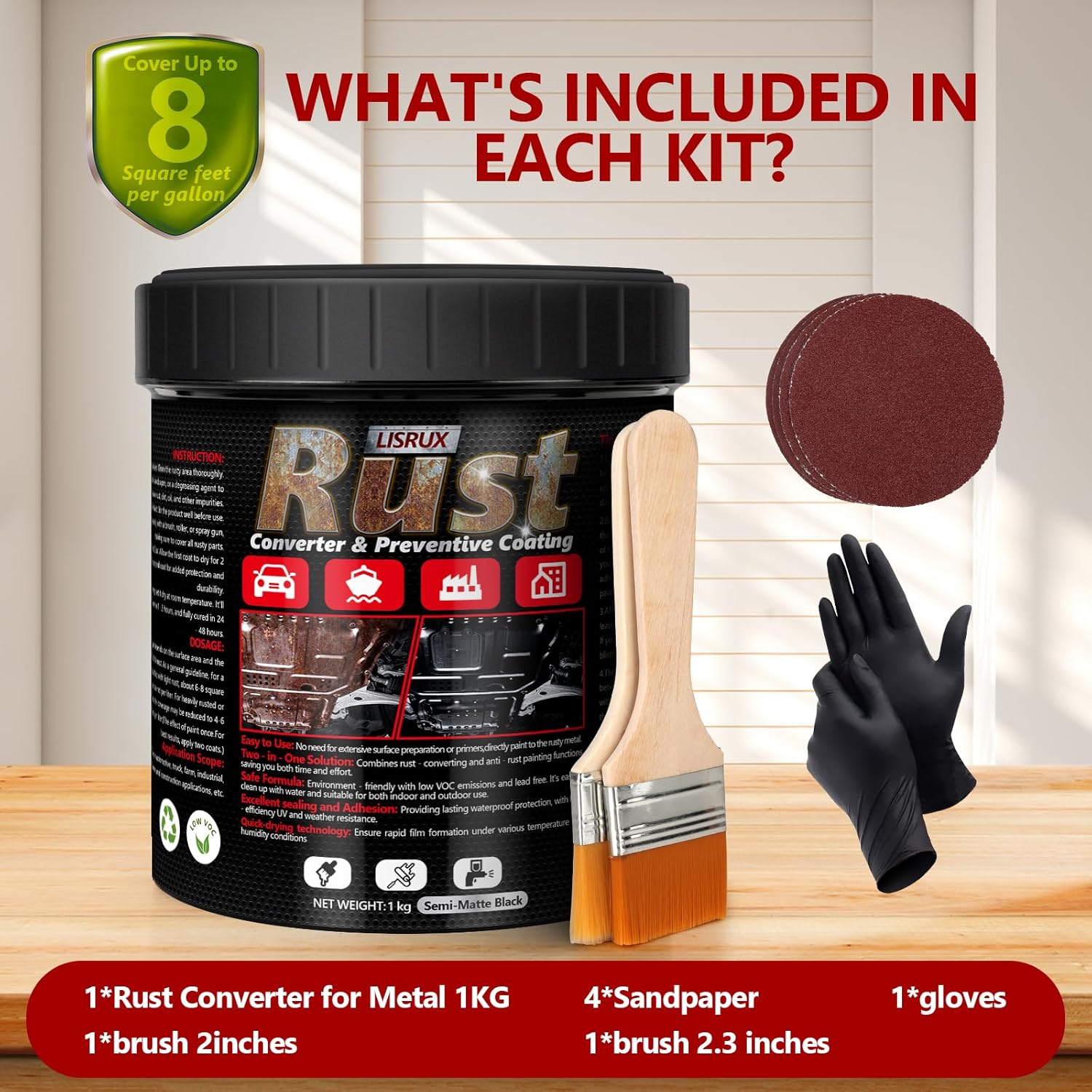 4-in-1 Rust Converter & Metal Primer, 34 Fl Oz Black Rust Inhibitor Paint for Metal, Automotive Rust Reformer, Industrial Grade Water Based, Heat Resistance & UV Resistant - Image 8