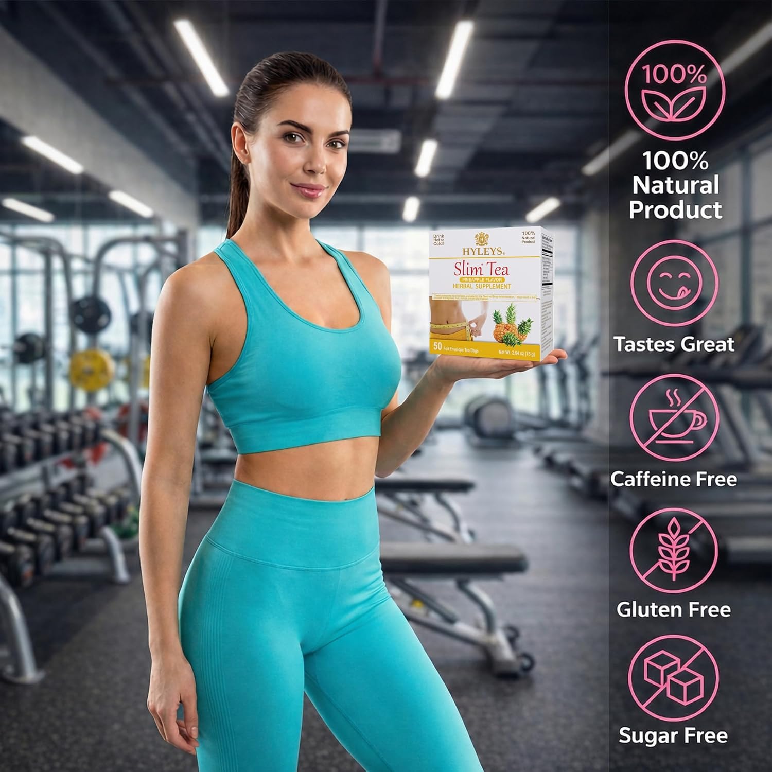 HYLEYS Slim Tea Weight Loss Herbal Supplement with Pineapple - Cleanse and Detox - 50 Tea Bags (1 Pack) - Image 8
