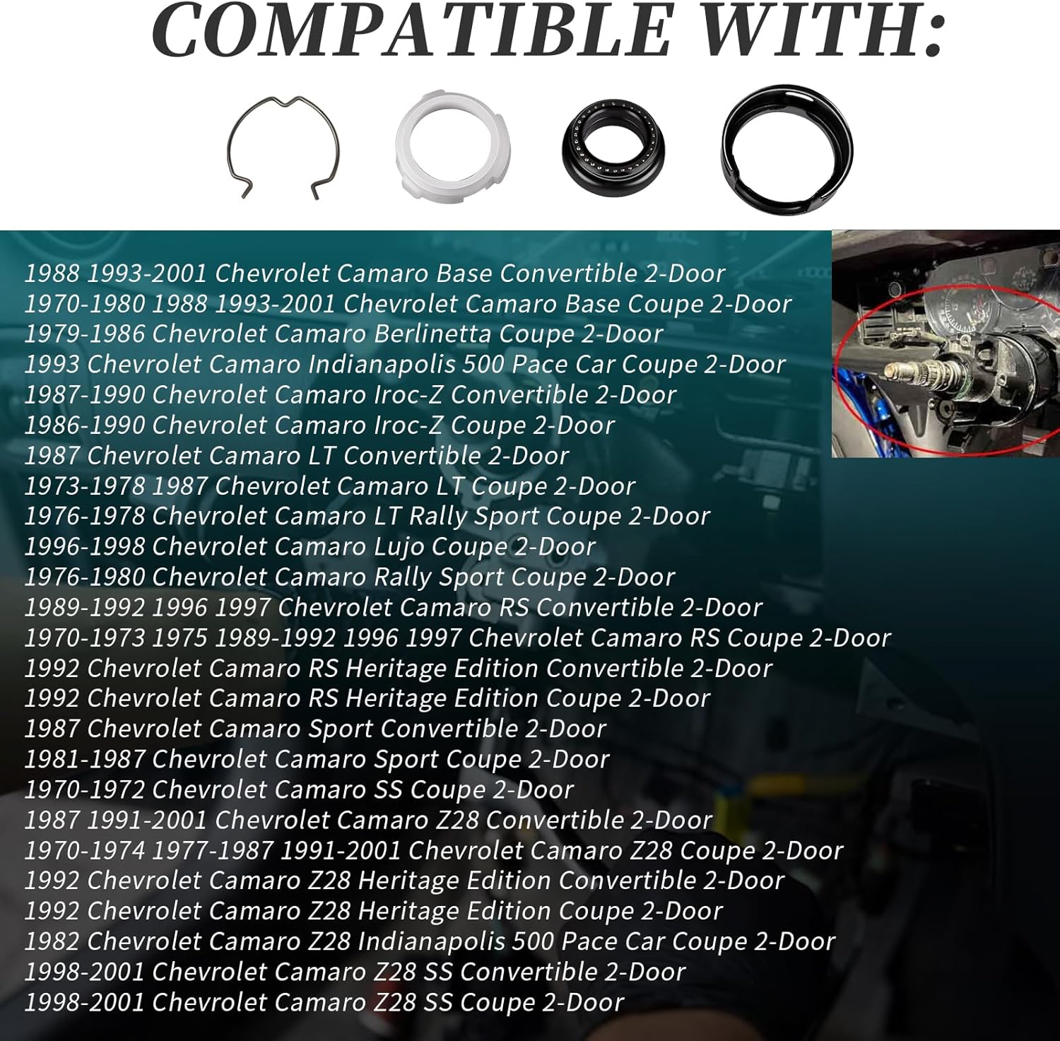 124455 Steering Column Lower Bearing Kit Compatible with GM Pontiac Chevrolet Camaro Pontiac Firebird 1970 and beyond - Image 2