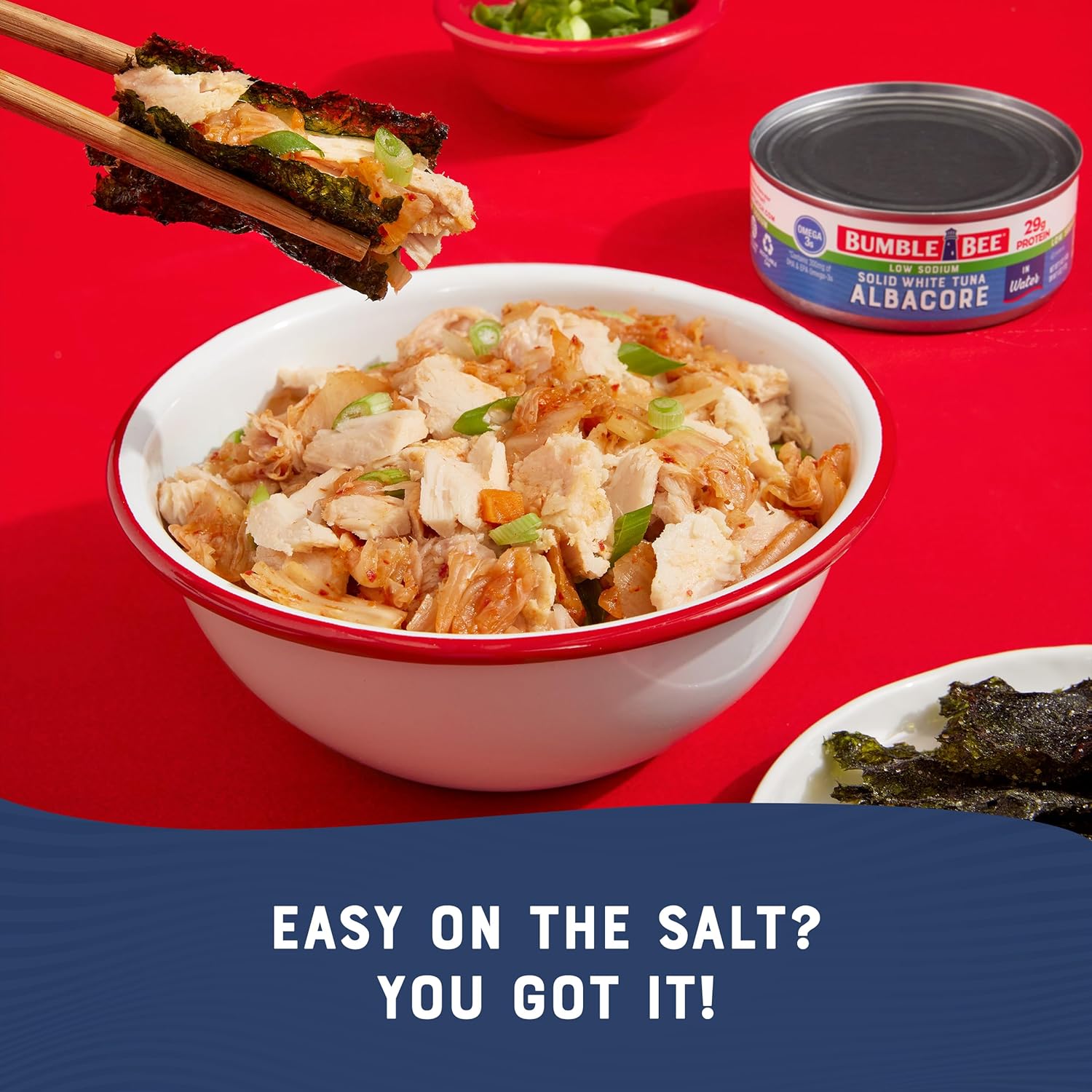 Bumble Bee Low Sodium Solid White Albacore Tuna in Water, 5 oz Can (Pack of 12) - Wild Caught Tuna - 29g Protein per Serving, High in Omega-3s - Non-GMO Project Verified, Gluten Free, Kosher - Image 6