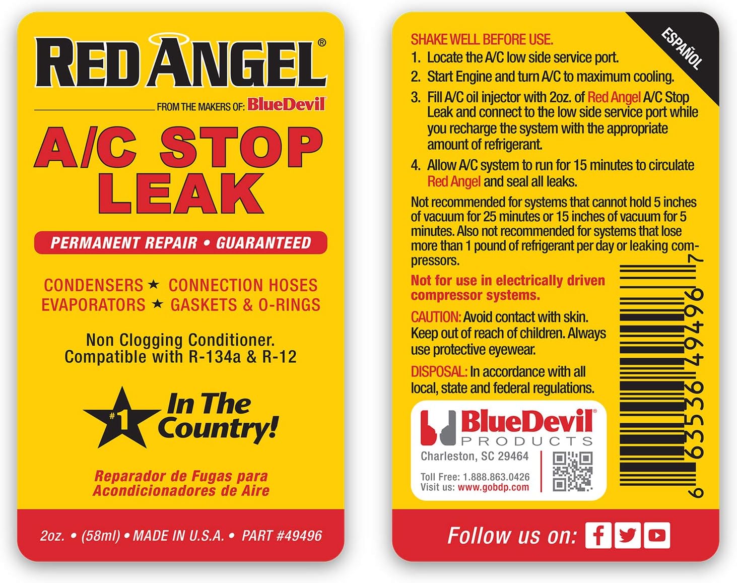 BlueDevil Products Red Angel 49496 A/C Stop Leak - 2 Ounce - Image 3