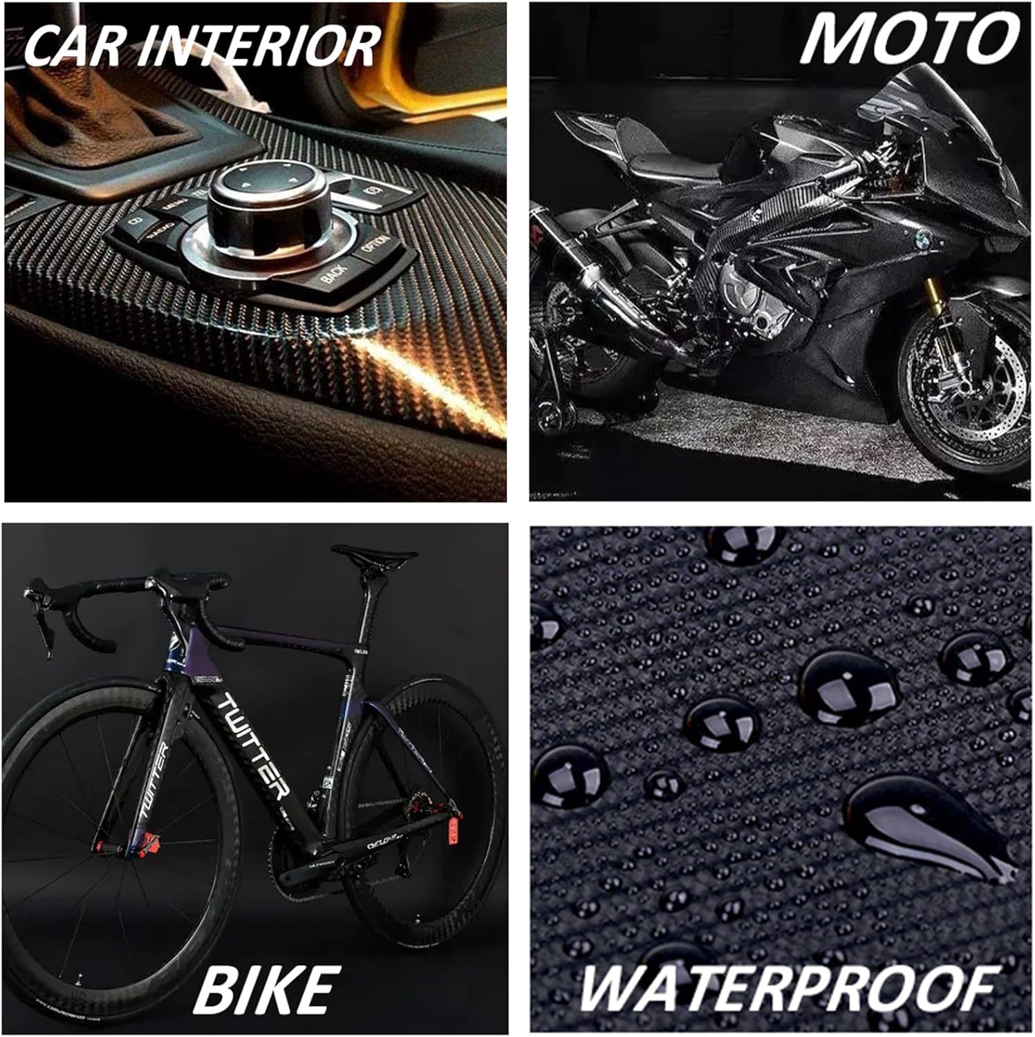 Carbon Fiber Vinyl Wrap 10ft x 1ft Self Adhesive Film, Black Vinyl Wrap Bubble Free with Air Release Technology, Perfect for Cars DIY Exterior Interior Protection (Black Carbon Fiber, 10ft x 1ft) - Image 4