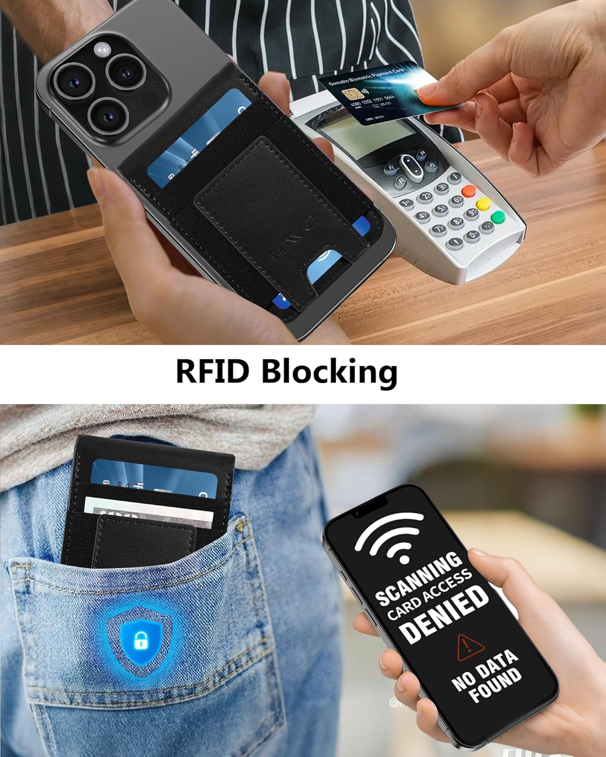 HiWe for MagSafe Wallet: 9-Card Holder, Anti-Lost Works with Find My, Money Clip, RFID Blocking, Strong Magnet for iPhone 12-17 Series Black - Image 5