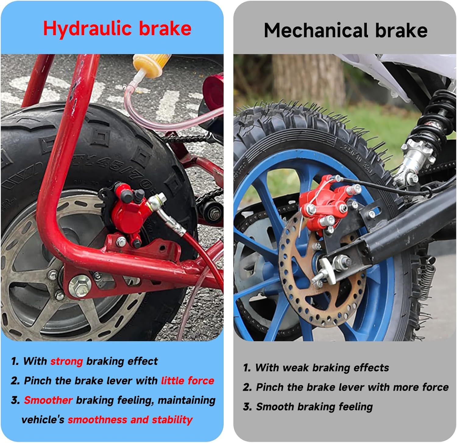 FVRITO Upgraded Mini Bike Hydraulic Disc Brake Kit for Baja DB30 Doodle Bug Blitz Dirt Bug Racer 97cc 79cc Predator 2.8hp Engine with 180mm Brake Disc Rotor Master Cylinder Caliper Pads Assembly Parts - Image 2