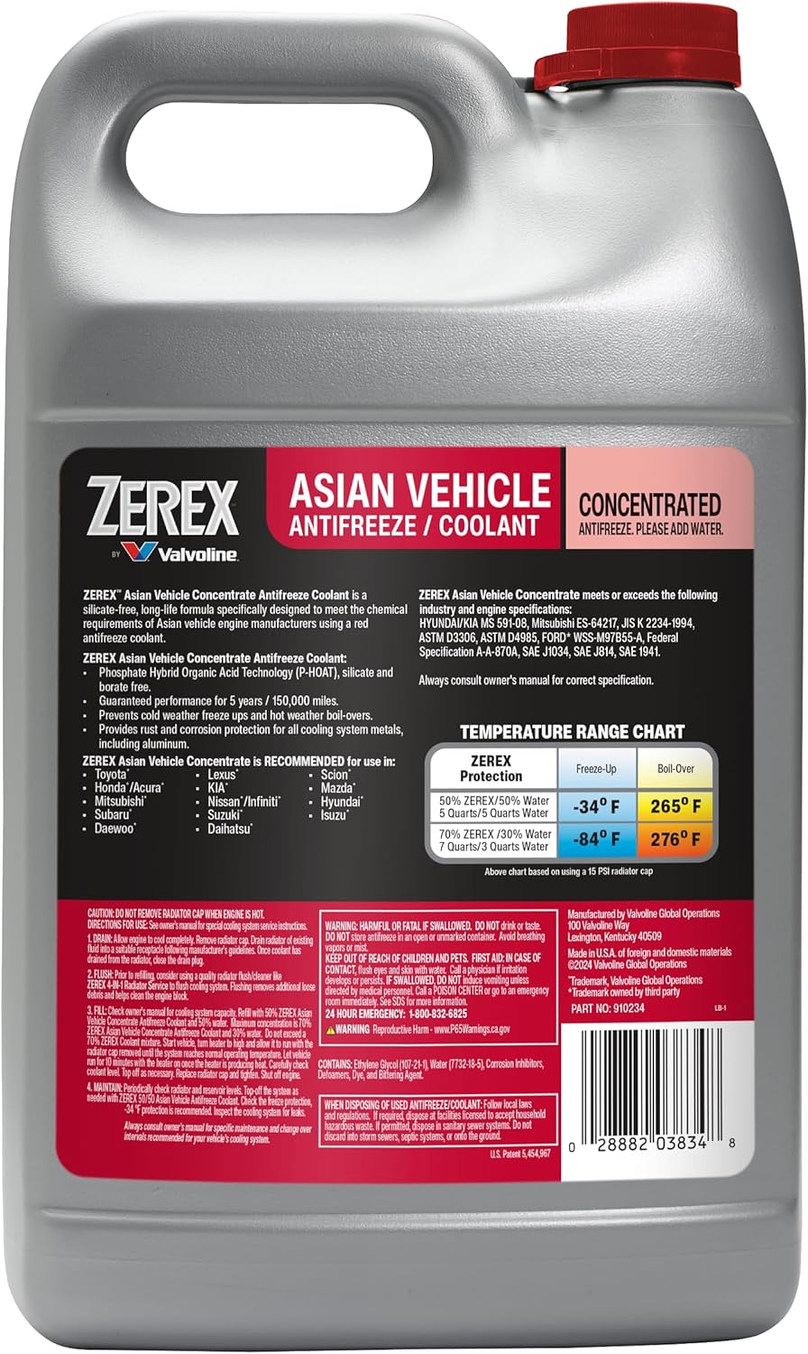 Zerex Asian Vehicle Red Antifreeze Coolant Concentrate 1 Gallon - Image 2