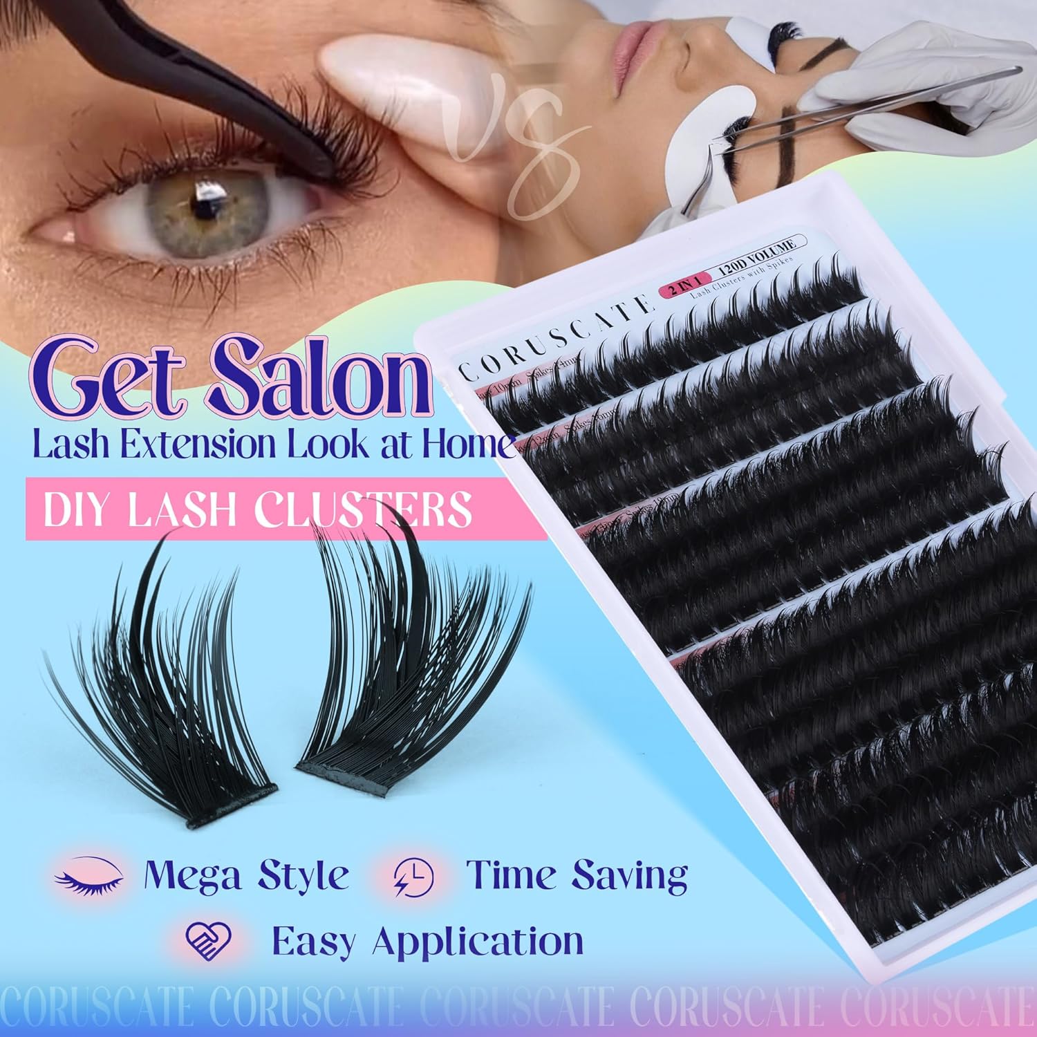 CORUSCATE Spiky Lash Clusters Wispy Cluster Eyelash Extensions Mink Strip Lashes 120D Volume Mega Style Spikes Eyelashes Manga Individual Lashes Clusters Salon Look Fairy Lash Extension - Image 6
