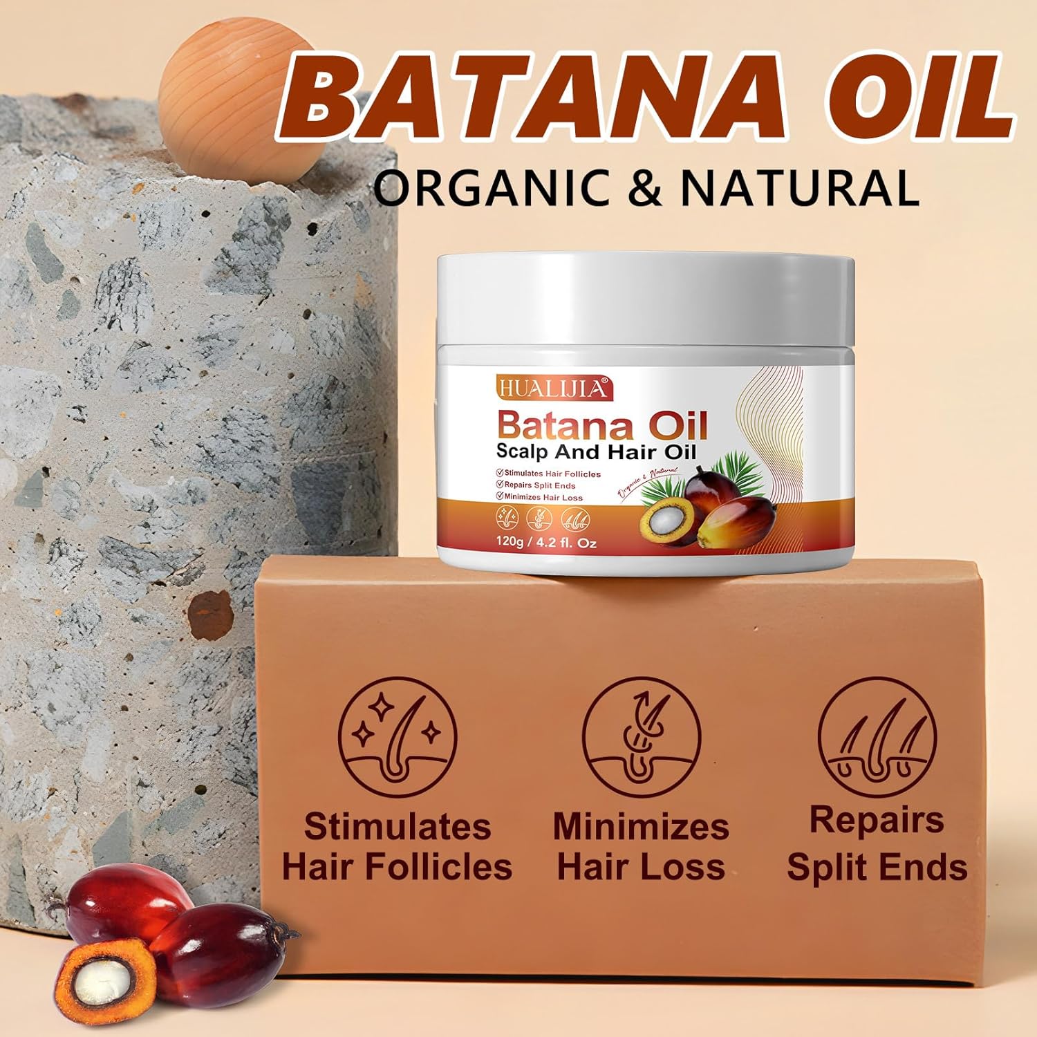 NIFEISHI Raw Batana Oil for Hair Growth, Dr Sebi Pure & Natural Batana Oil Organic from Honduras for Thicker & Stronger Hair, Prevent Hair Loss, 120g/4.2 fl.oz, Beige - Image 3