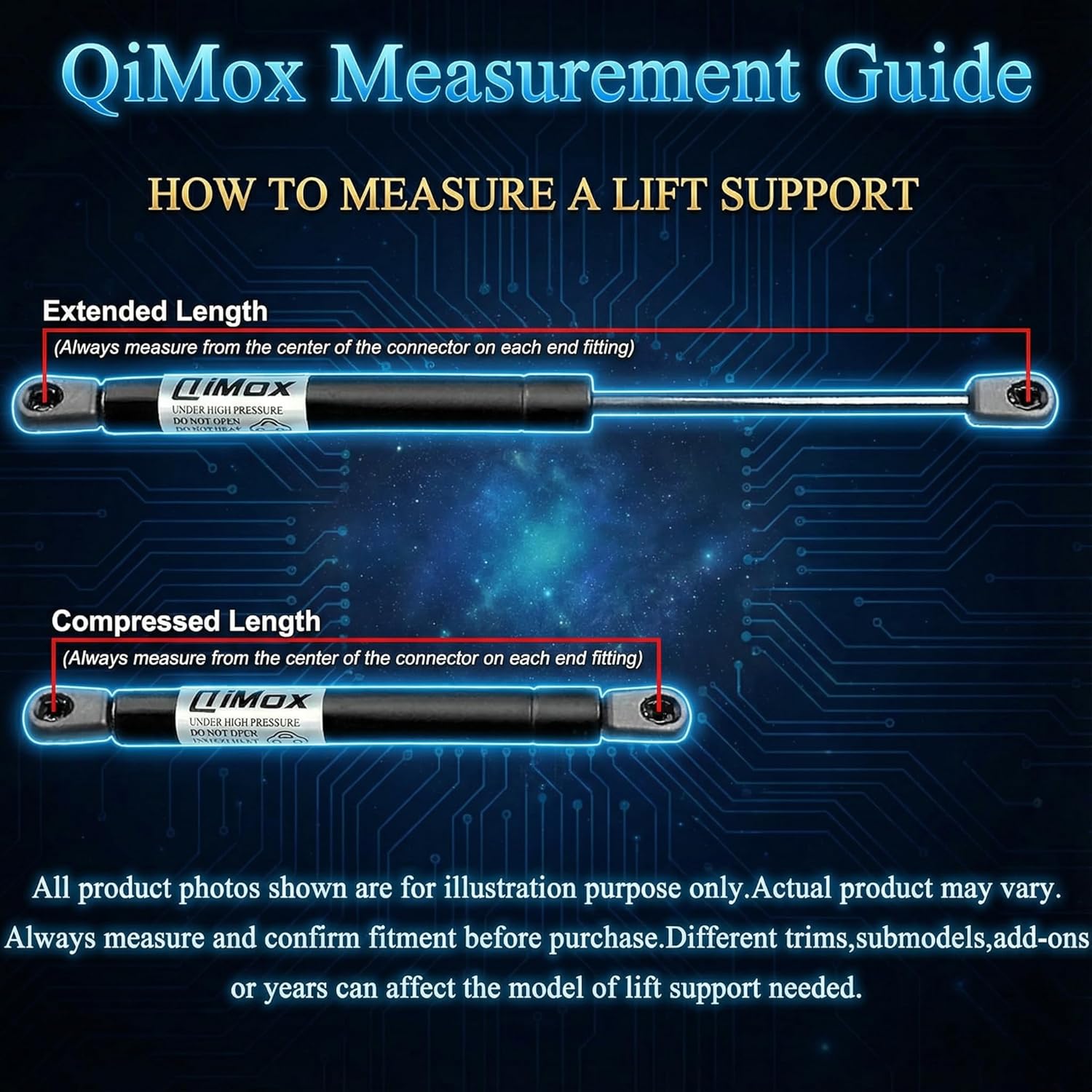 Qty (2) 4128 13 inch 100LB/445N Gas Strut Shocks Spring Lift Supports for Leer Camper Shell Window, Snugtop Truck Topper Door, RV Cabinet Door, Tool Box Lid, Boat Storage, and Toy Toolbox Cover - Image 2