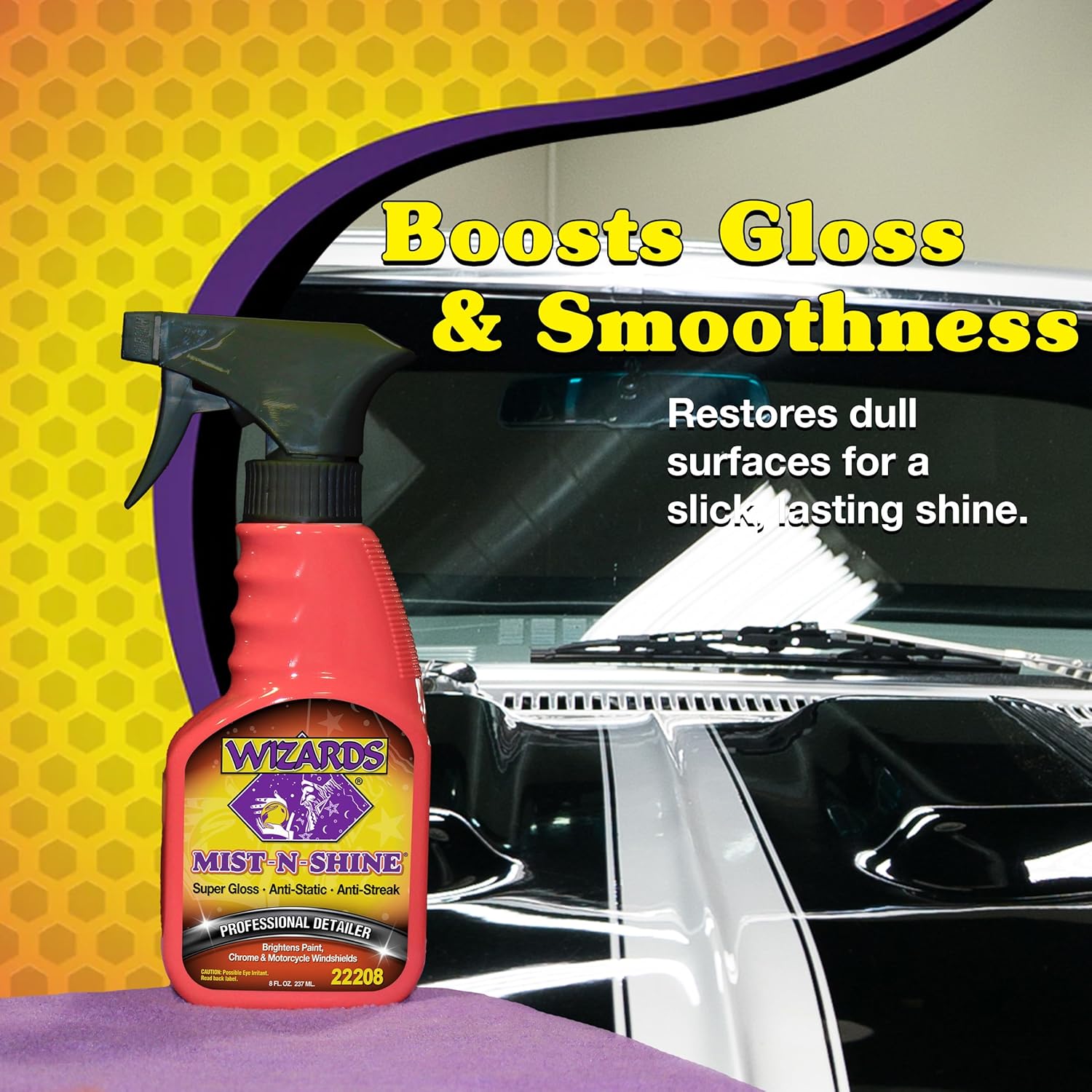 Wizards Mist-N-Shine Detail Spray - 8 Oz - Multi-Purpose High Gloss Finish Waterless Quick Detailer Spray for Glass, Chrome, Paint and Plastics - Car Exterior Cleaner for Auto Detailing Supplies - Image 5