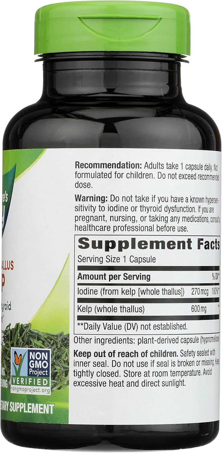 Nature's Way Kelp - Kelp Supplement for Thyroid Function Support* - Botanical Ingredient - Plant-Derived Capsule - Plant-sourced Iodine - Vegan, Gluten-Free & Dairy-Free - 180 Count (180 Servings) - Image 7